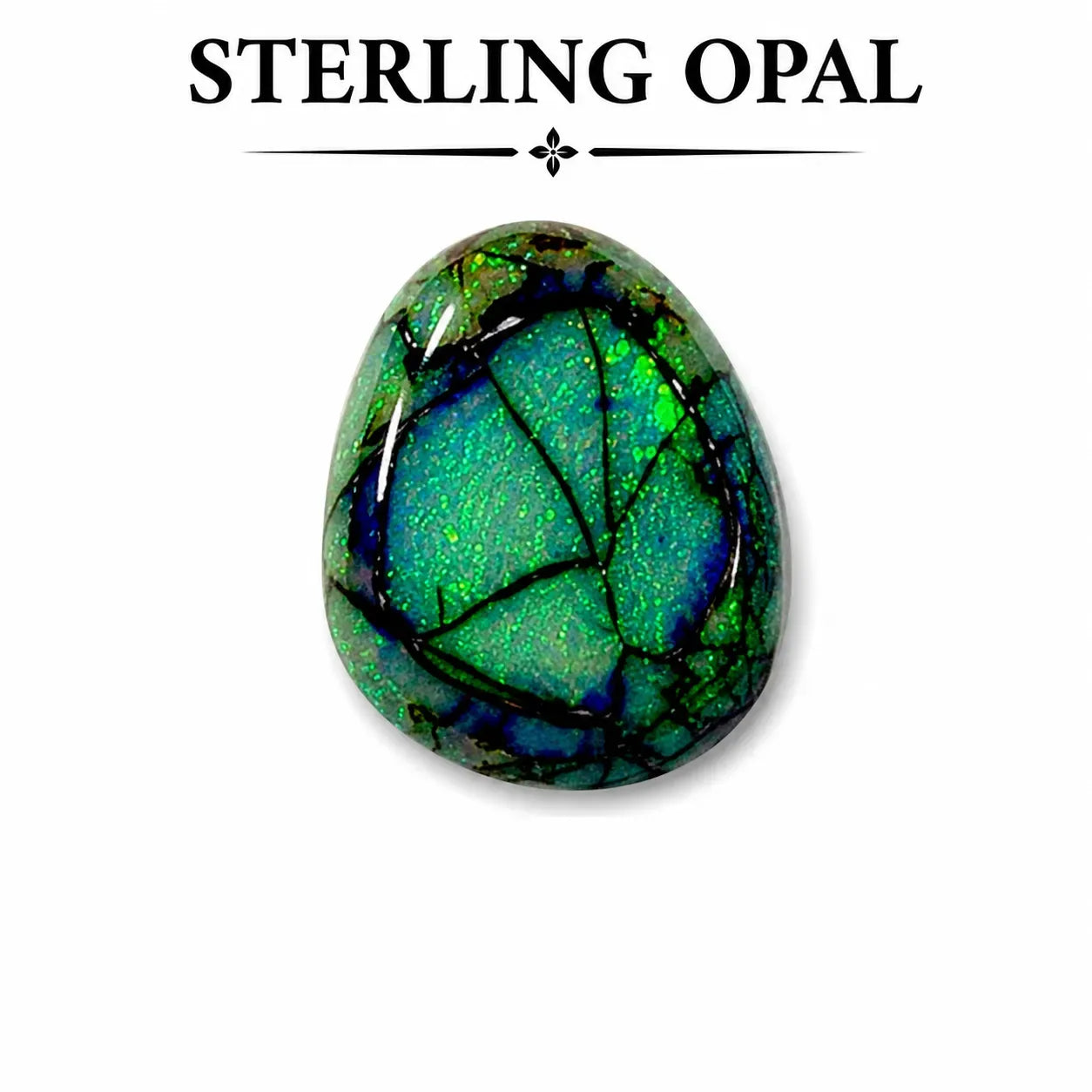 Fancy freeform shape treated Opal Cabochon, 13x17mm, 4 carats, AAA grade front view