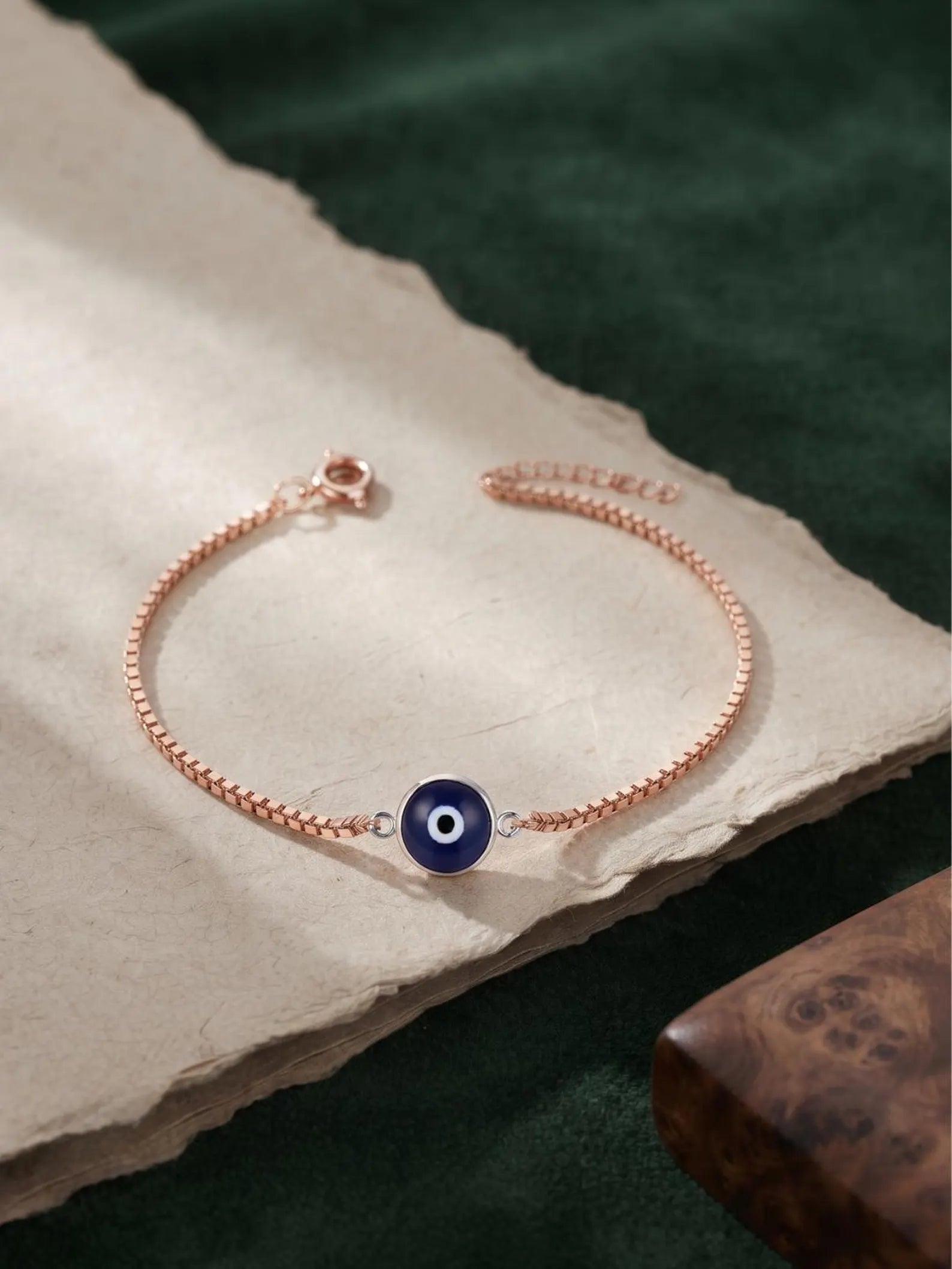 925 Sterling Silver Evil Eye Bracelet, Rose Gold Evil Eye Jewelry, Blue Nazar Bracelet, Adjustable Protection Bracelet, Gift for Her,Dainty