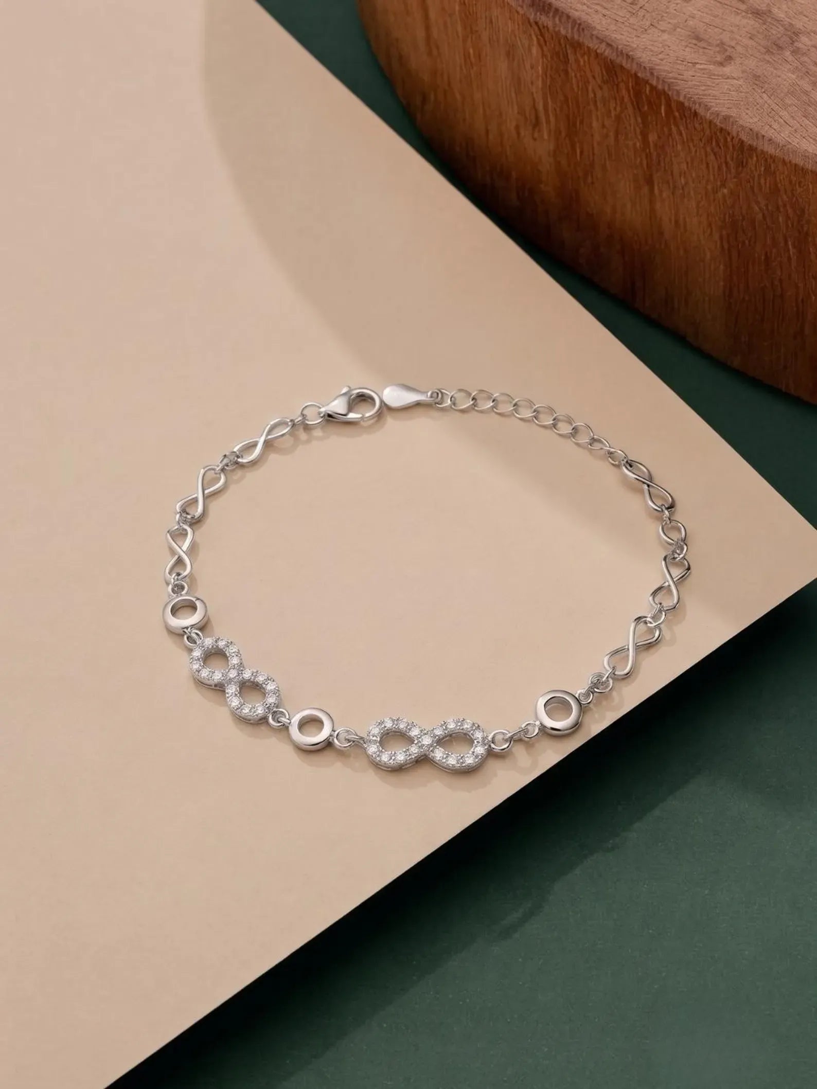 925 Sterling Silver Infinity Bracelet, Cubic Zirconia Link Bracelet,Elegant Silver Bracelet for Women, Anniversary Gift, Gift for Her,Dainty