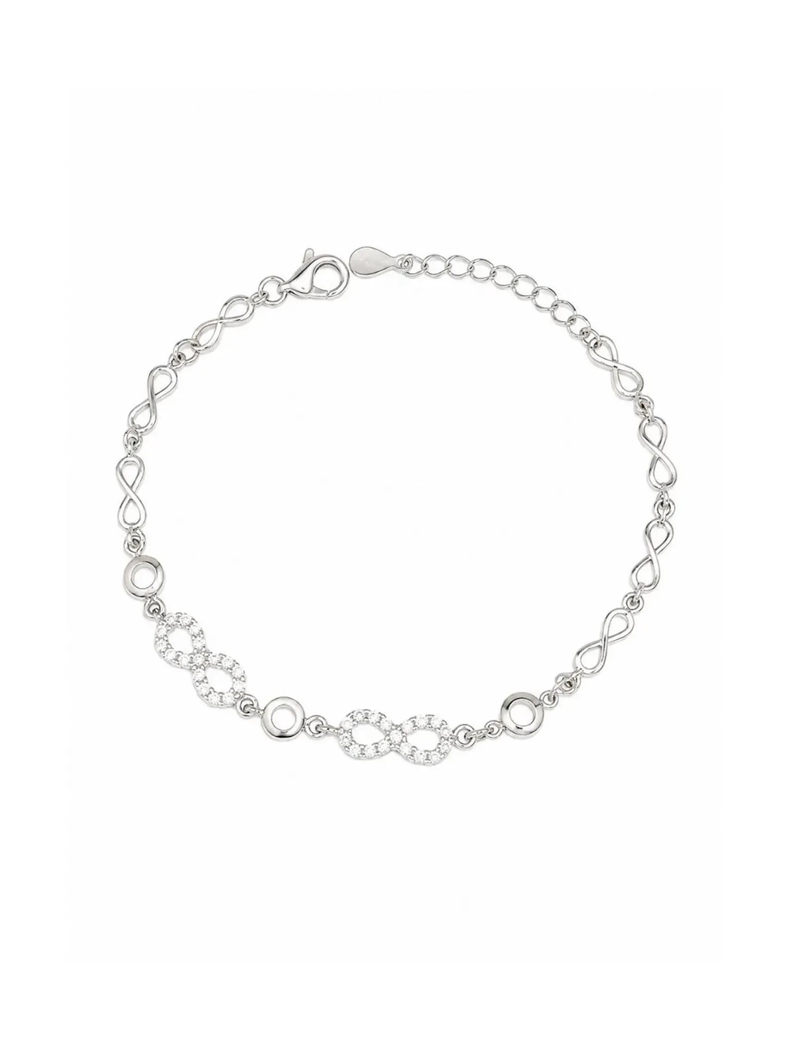925 Sterling Silver Infinity Bracelet, Cubic Zirconia Link Bracelet,Elegant Silver Bracelet for Women, Anniversary Gift, Gift for Her,Dainty