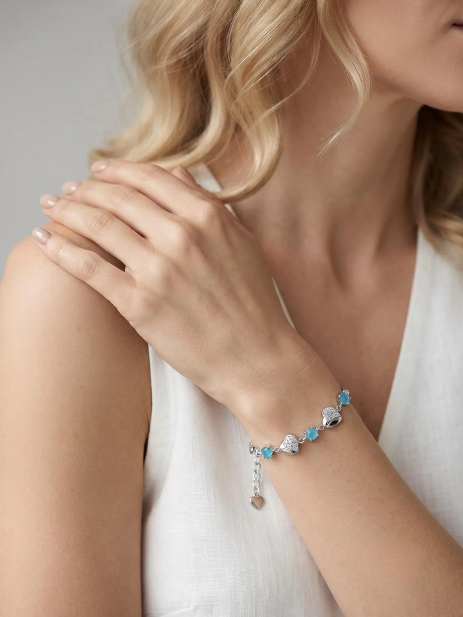 Blue Heart Bracelet – 925 Sterling Silver