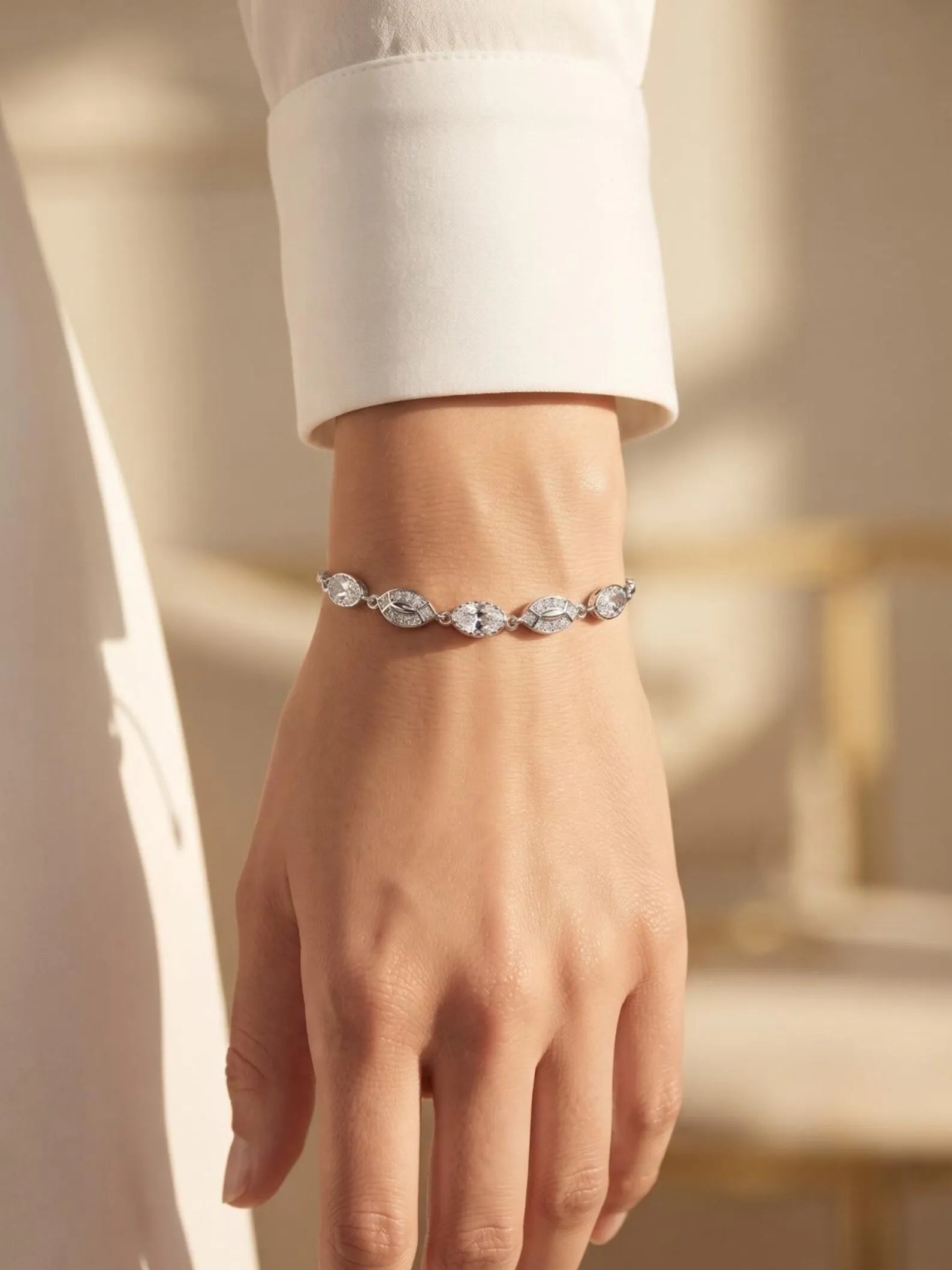 925 Sterling Silver Tennis Bracelet, CZ Crystal Bracelet,Adjustable Slider Bracelet,Sparkling Link Bracelet,Elegant Gift for Her,Minimalist