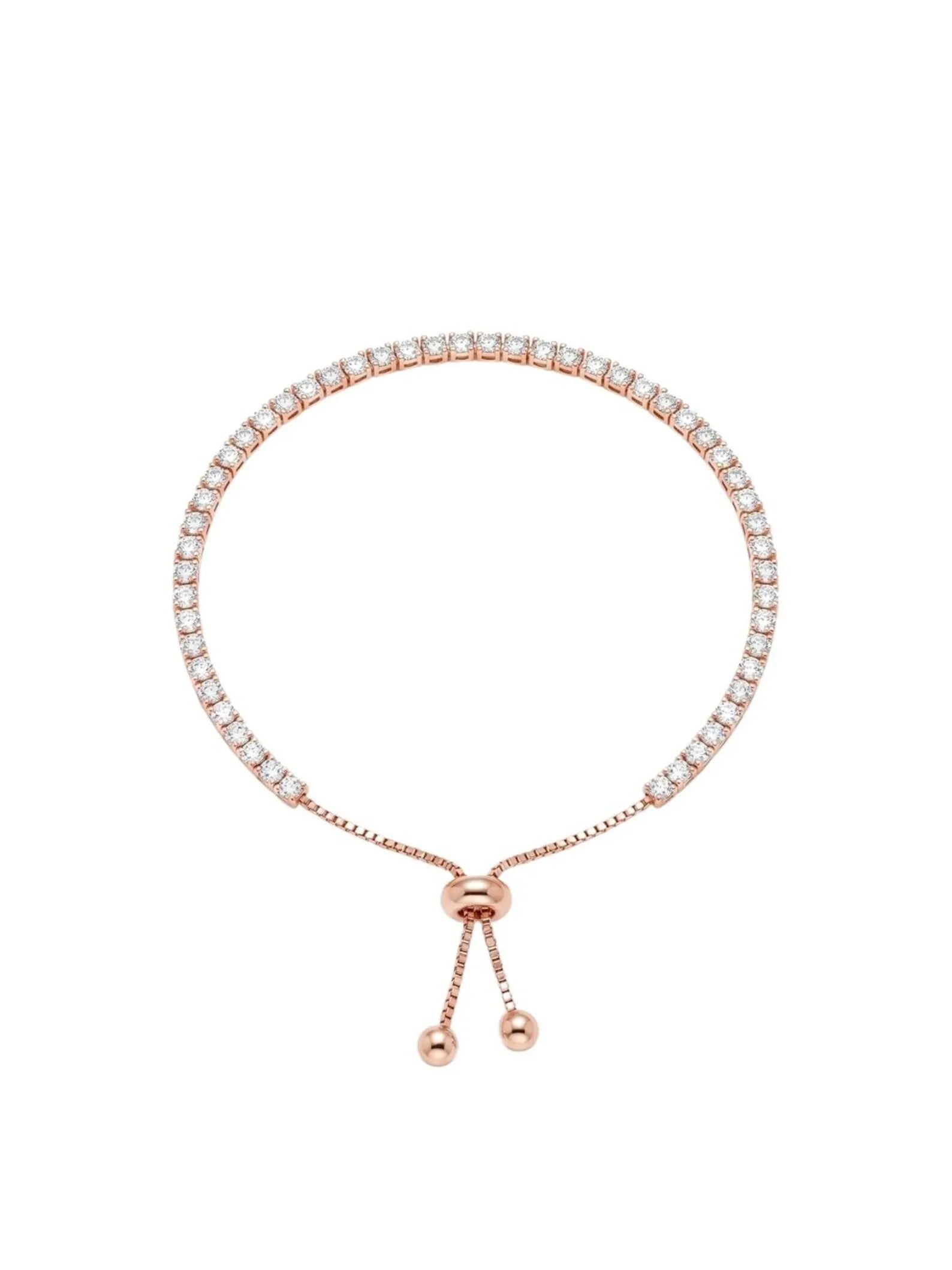 925 Sterling Silver Tennis Bracelet,Rose Gold CZ Bracelet, Adjustable Slider Bracelet,Dainty Crystal Jewelry,Women’s Gift,Minimalist Jewelry