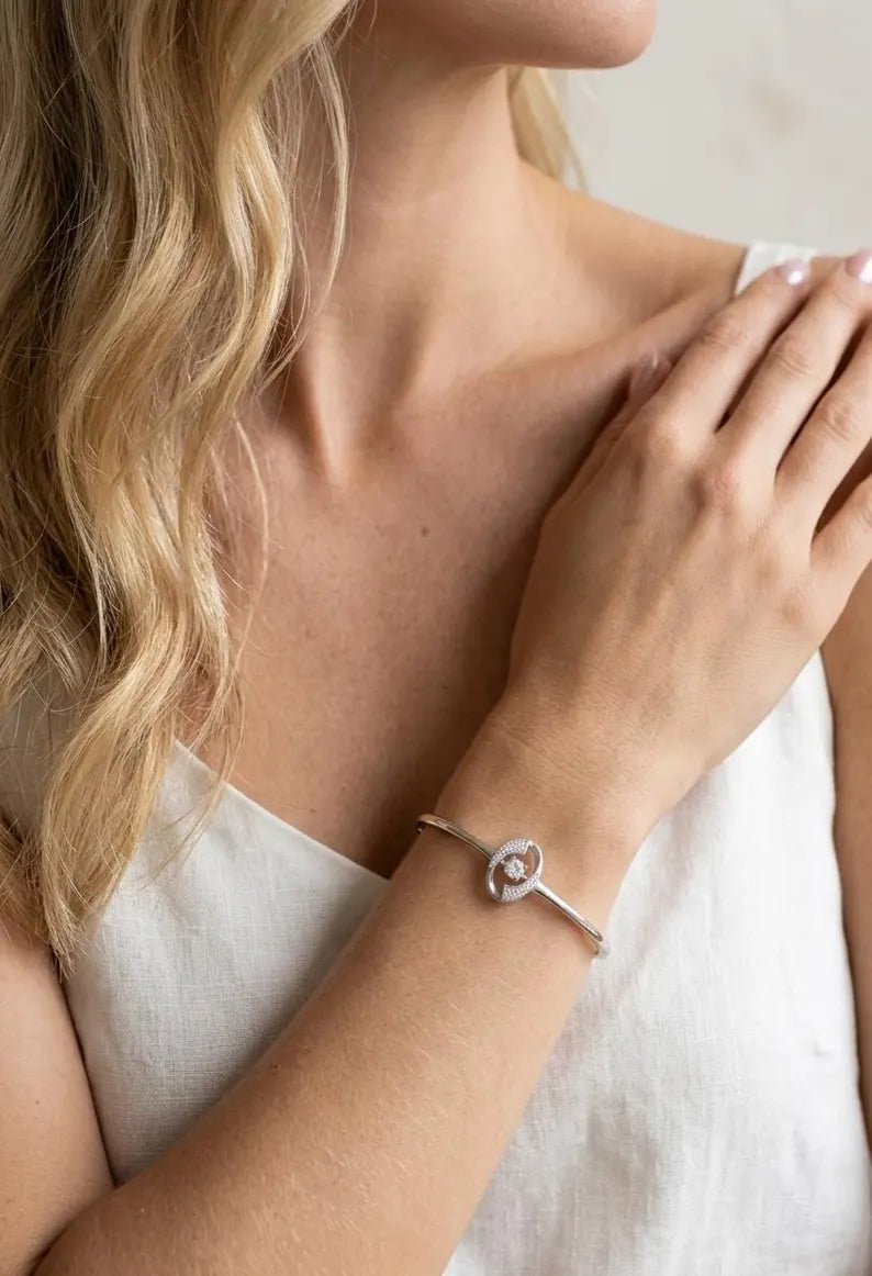 925 Sterling Silver Bridal Bracelet, CZ Diamond Wedding Bracelet, Dainty Bridesmaid Gift, Elegant Silver Jewelry for Women