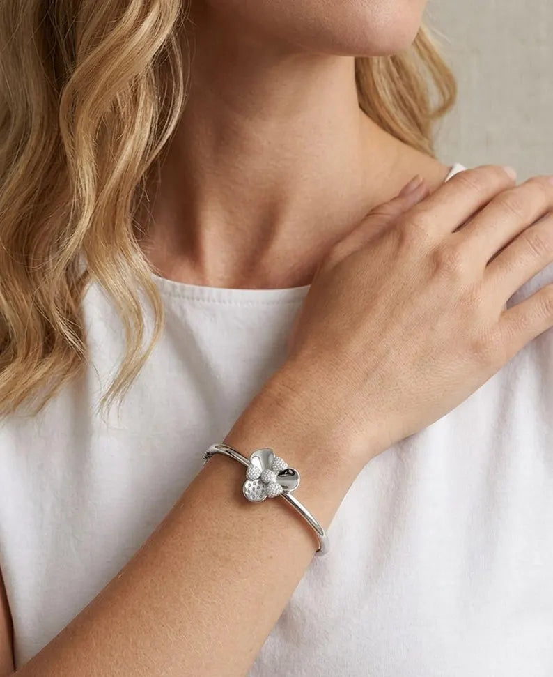 Floral Bracelet 925 Sterling Silver | Zircon Flower Charm Bracelet | Dainty Minimalist Jewelry | Gift for Her
