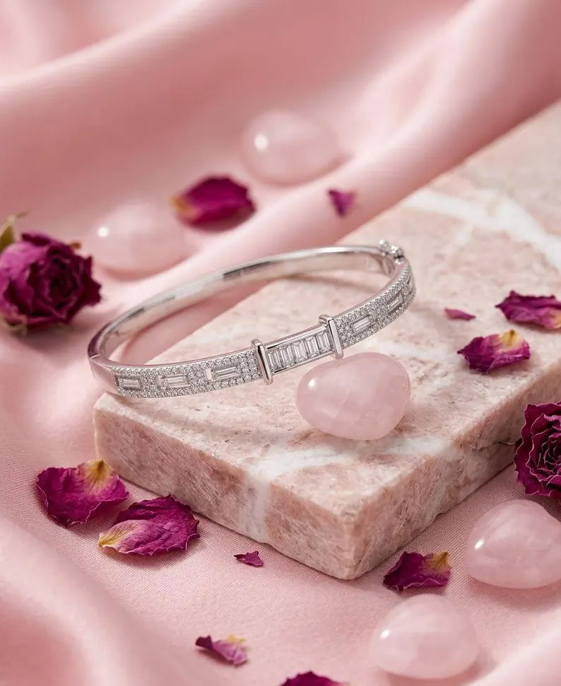 925 Sterling Silver Zircon Bracelet ,Elegant Baguette Stone Bracelet,Adjustable Bracelet, Minimalist Silver Bracelet ,Gift For Her