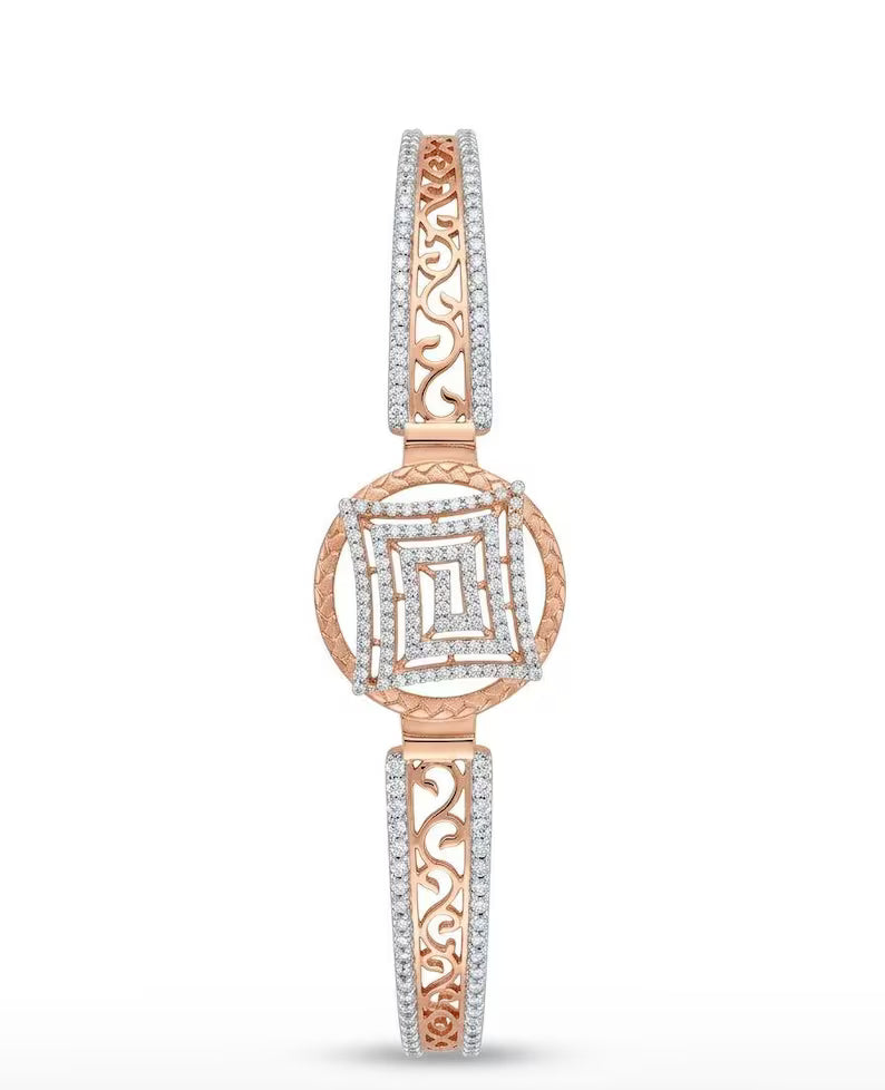 Sterling Silver 925 Zircon Bag Bangle, Luxury Minimal Diamond Look Bracelet