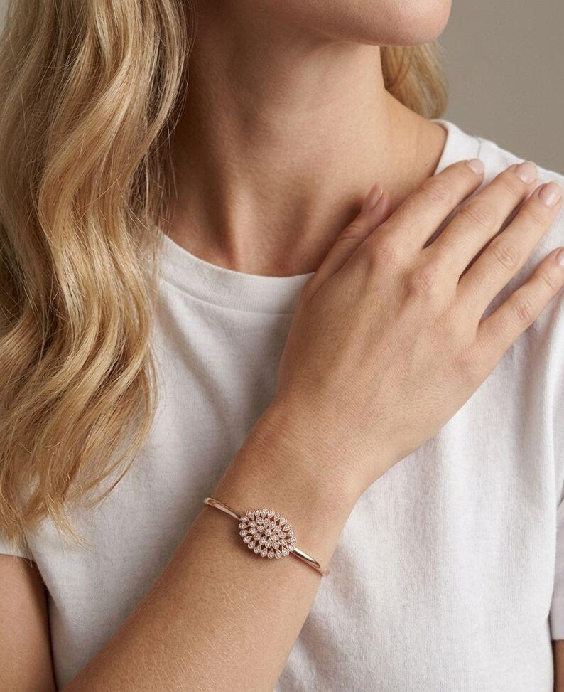 Sterling Silver 925 Baguette Zircon Bangle, Luxury Minimalist Diamond Look Bracelet