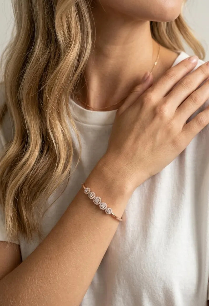 925 Sterling Silver CZ Bracelet ,Dainty Diamond Bracelet ,Minimalist Bracelet ,Wedding Jewelry ,Gift For Her