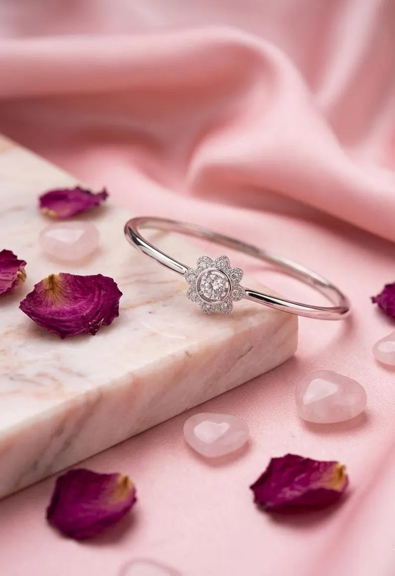 925 Sterling Silver Bridal Bracelet, CZ Diamond Wedding Bracelet, Dainty Bridesmaid Gift, Elegant Silver Jewelry