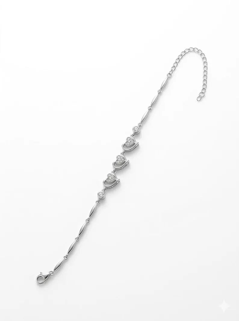 925 Sterling Silver Chain Bracelet, Dainty Handmade Minimalist Gift for Her