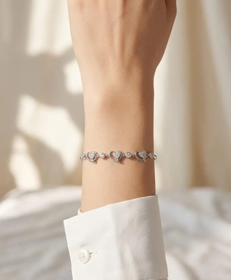 925 Sterling Silver Chain Bracelet, Dainty Handmade Minimalist Gift for Her