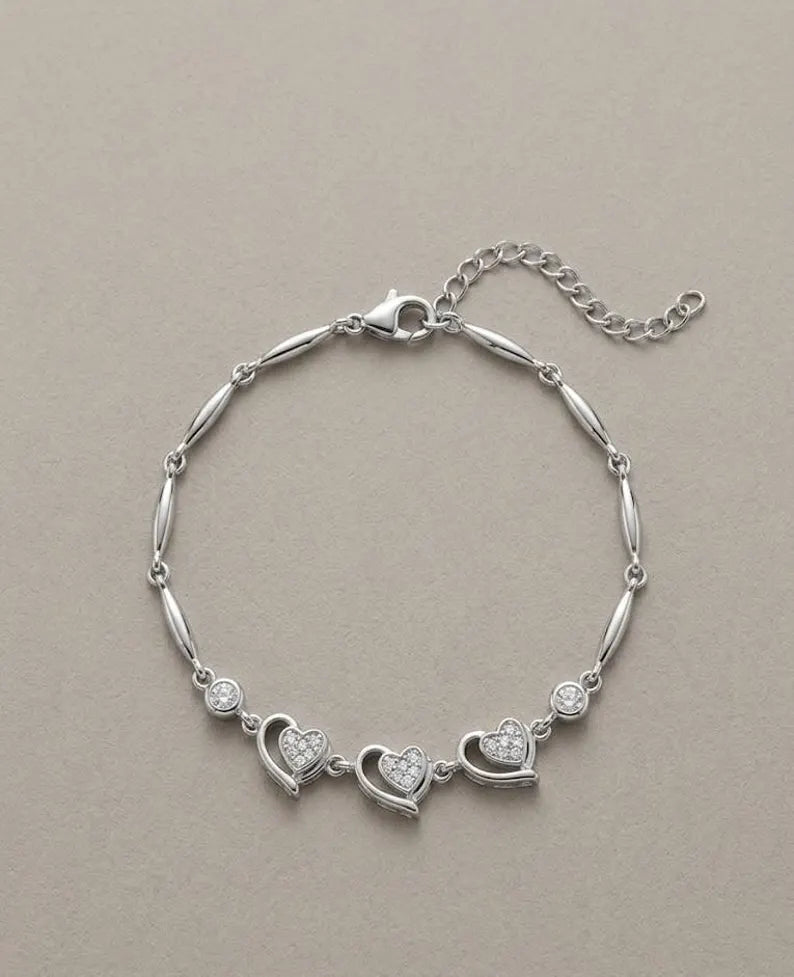 925 Sterling Silver Chain Bracelet, Dainty Handmade Minimalist Gift for Her