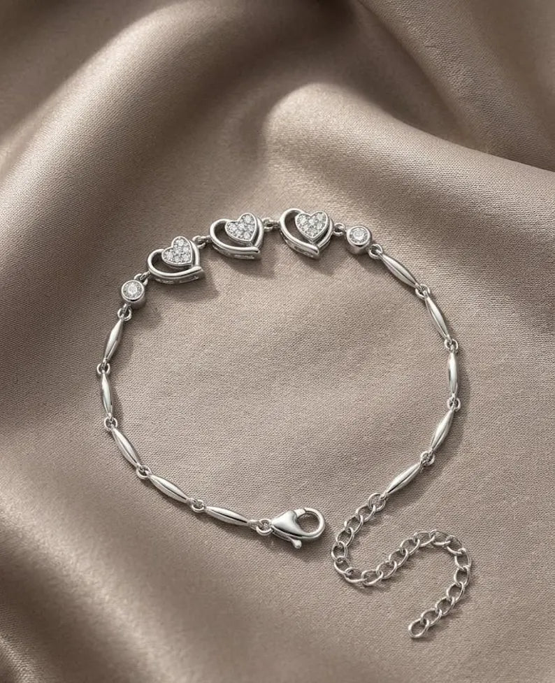 925 Sterling Silver Chain Bracelet, Dainty Handmade Minimalist Gift for Her