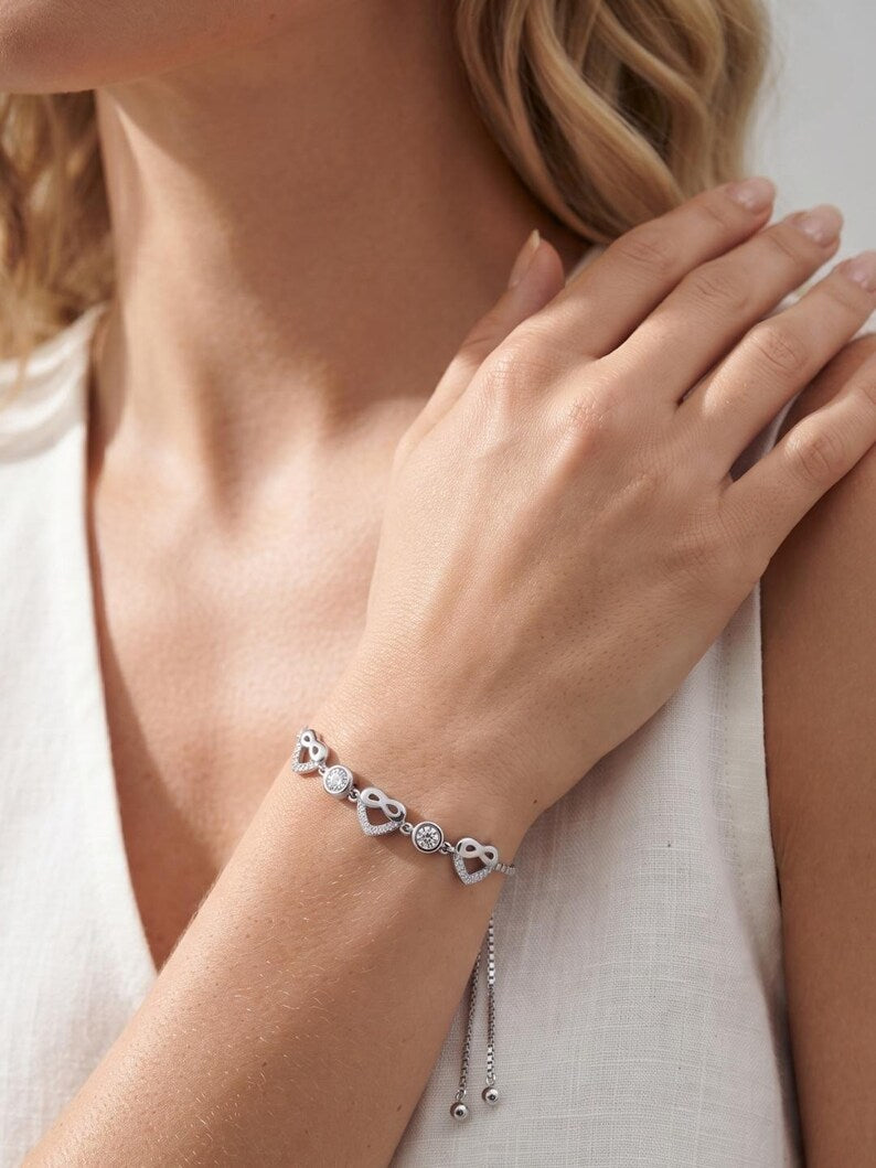 Heart Bracelet with CZ Infinity Design