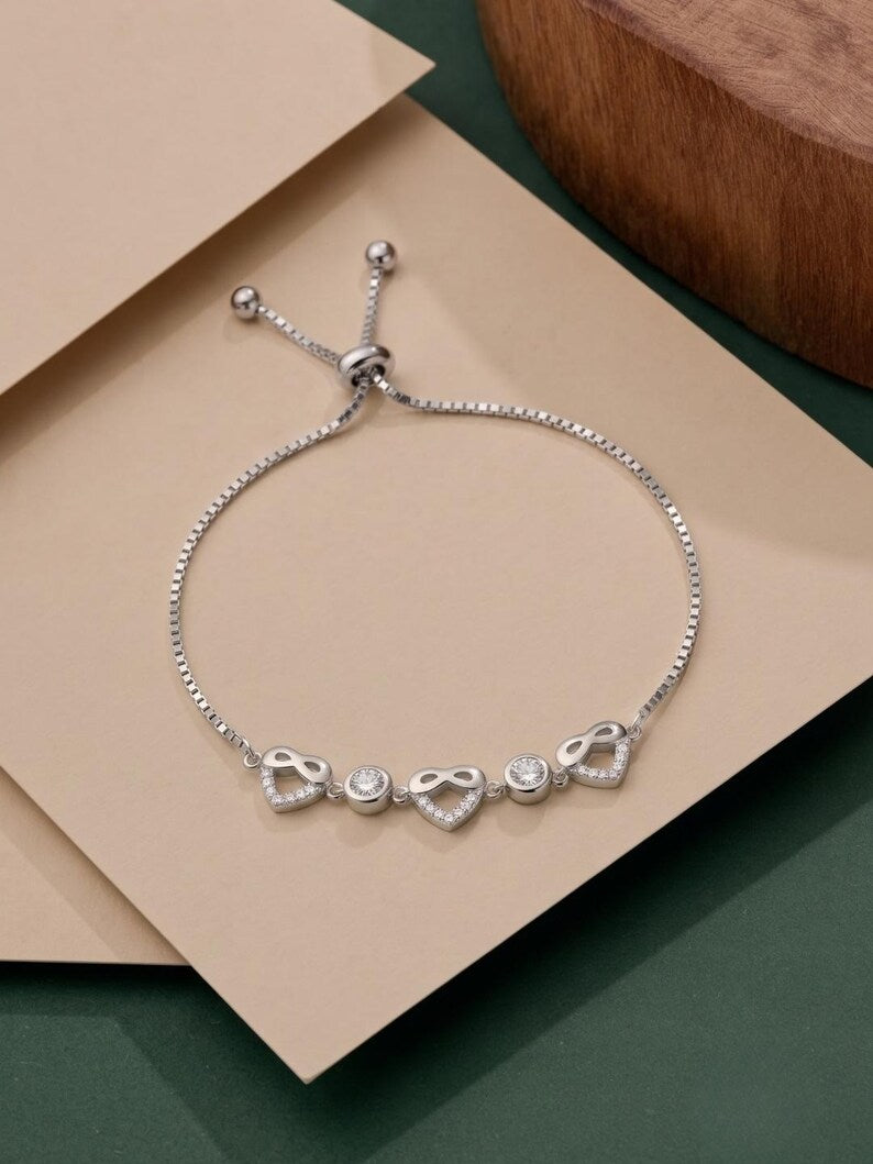 Heart & Infinity 925 Silver Bracelet 