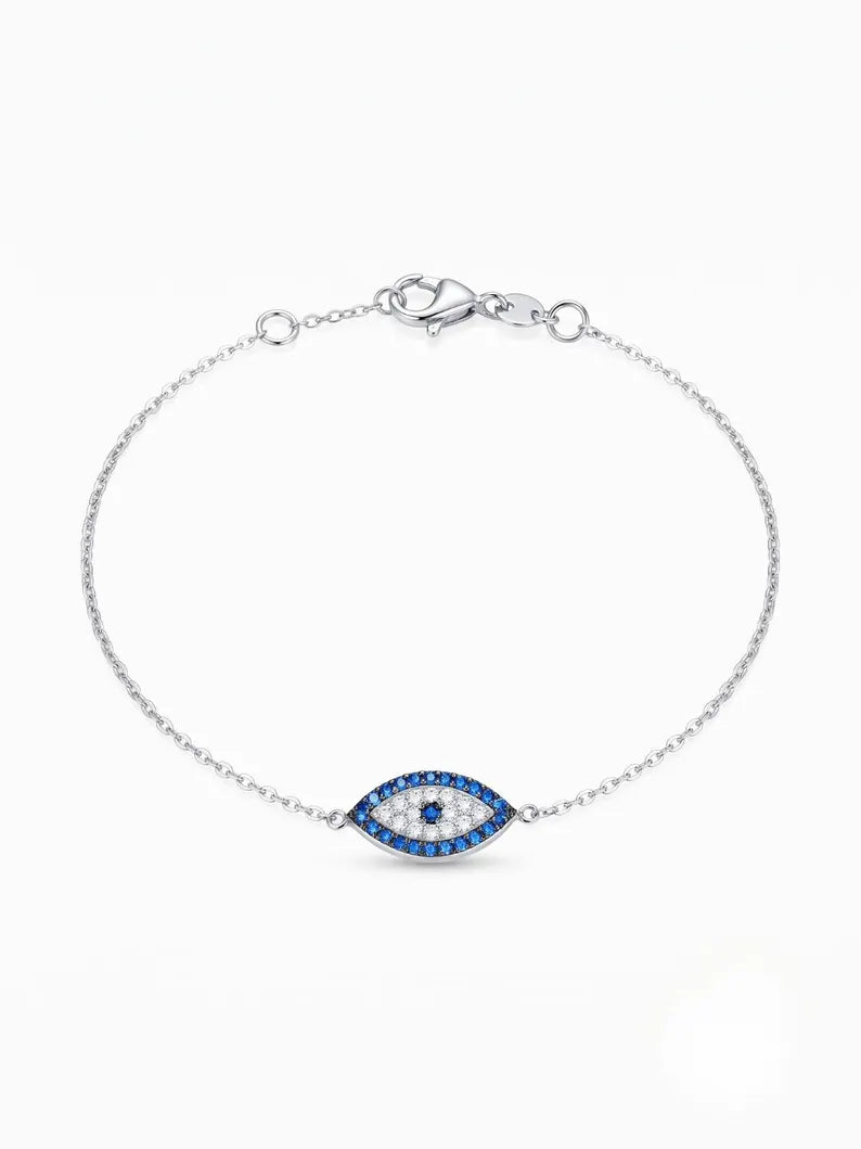 White & Deep Blue CZ Accents Bracelet