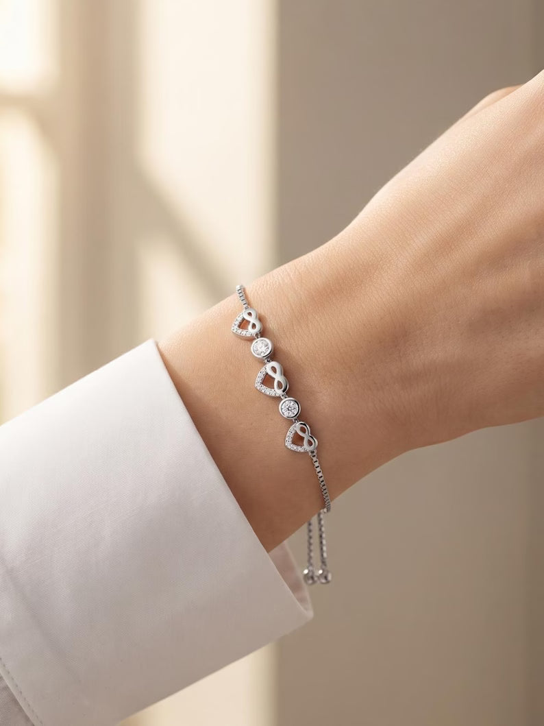 CZ Infinity Heart Bracelet