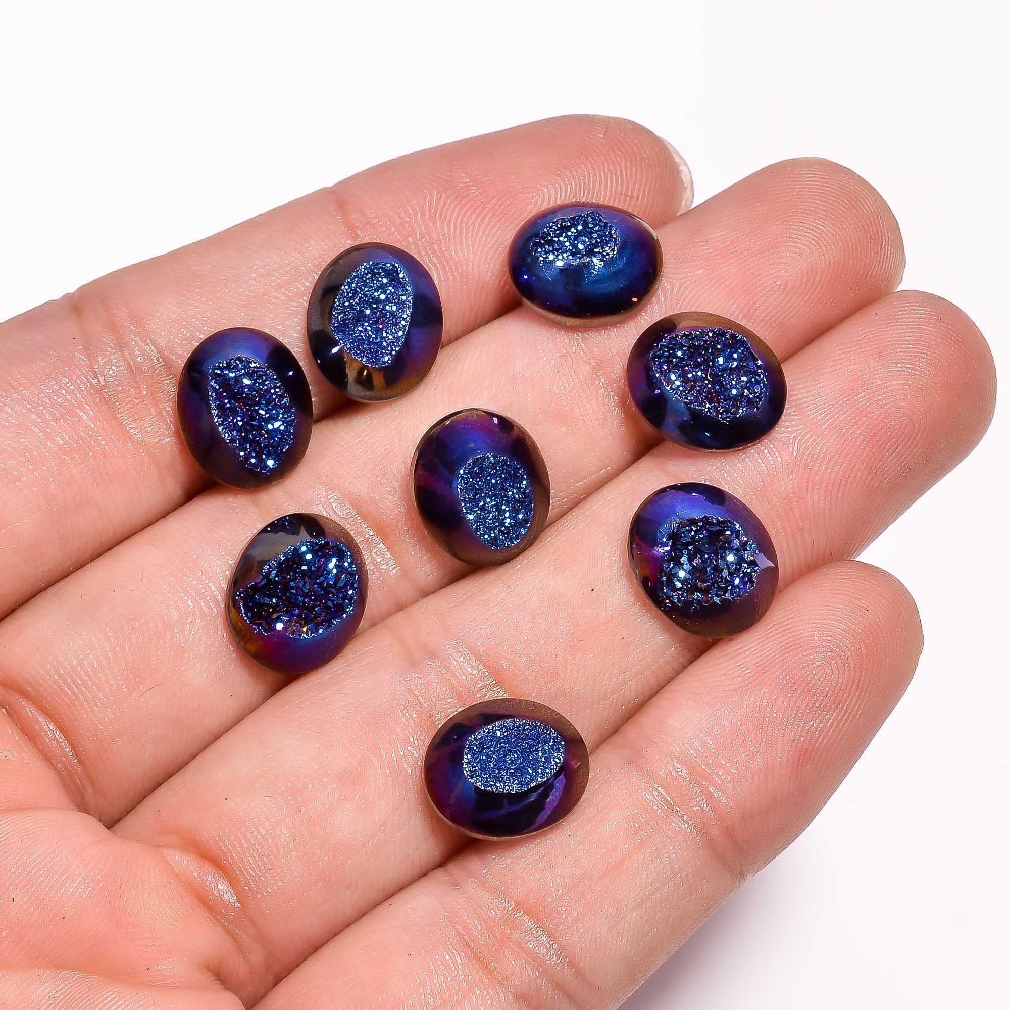 Titanium Druzy Gemstone, Oval Shape Approx 12X10X5 mm Blue Titanium Druzy Loose Gemstone Designer Gemstone Crystal Perfe - image 2