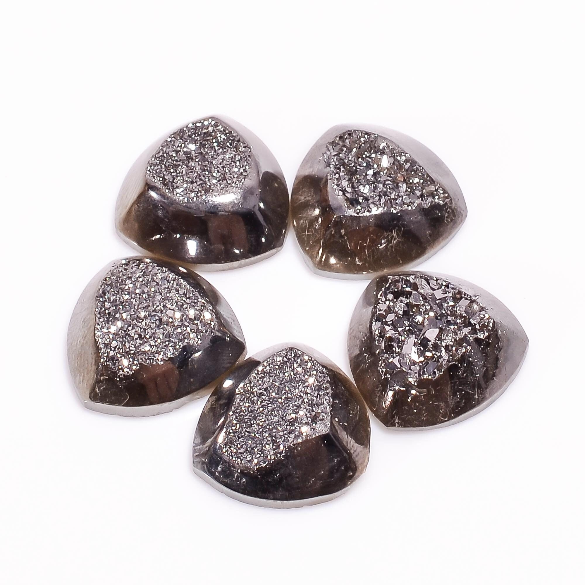 Titanium Druzy Gemstone Cabochon, Trillion Shape, Golden AAA Quality - image 2