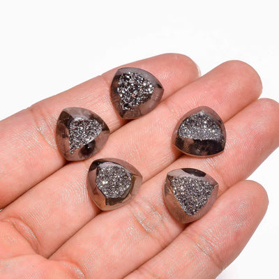 Vapor Coated Titanium Druzy Cabochons, Metallic Rainbow Sparkle for Statement Jewelry