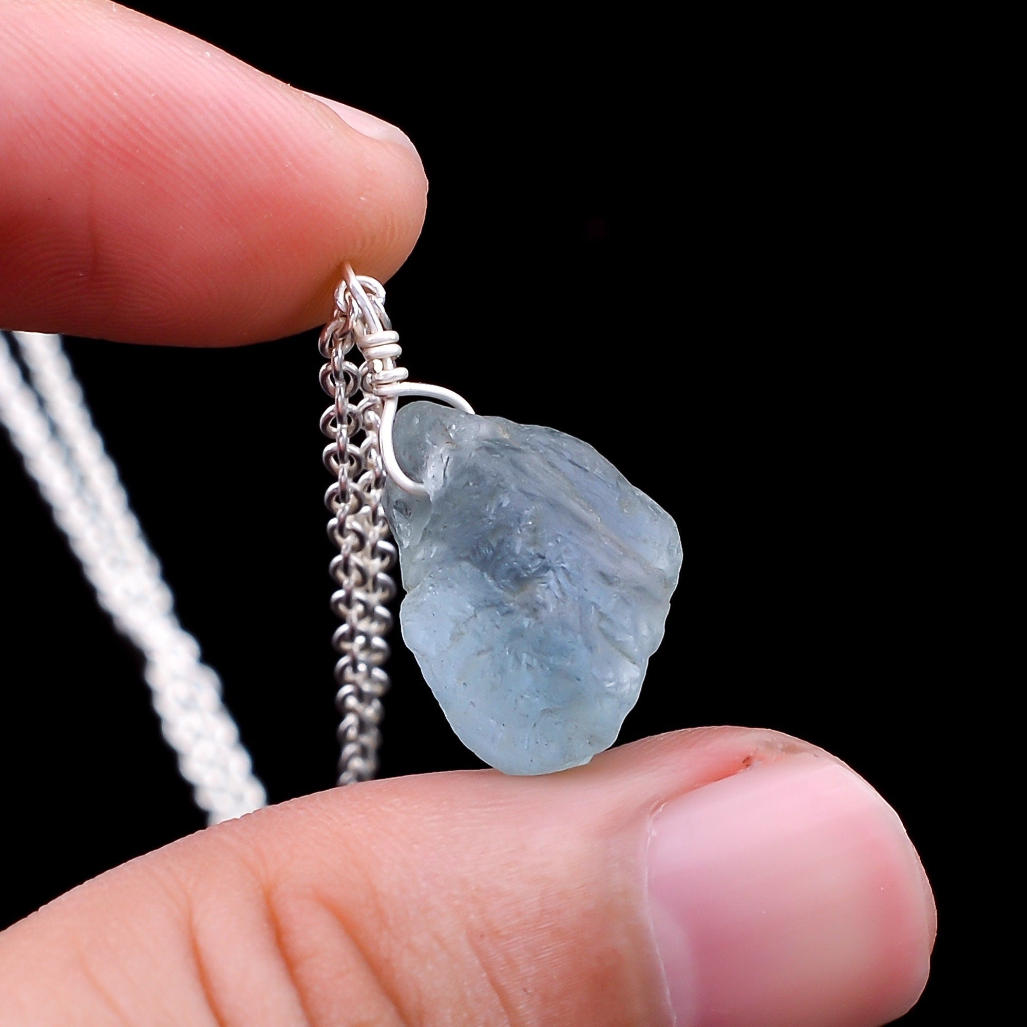 Raw Aquamarine Crystal Pendant Approx. 12 mm to 18 mm

