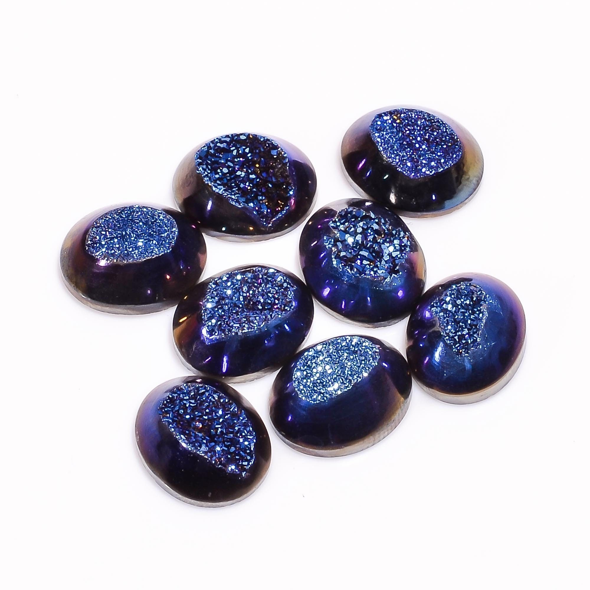 Titanium Druzy Gemstone, Oval Shape Approx 12X10X5 mm Blue Titanium Druzy Loose Gemstone Designer Gemstone Crystal Perfe
