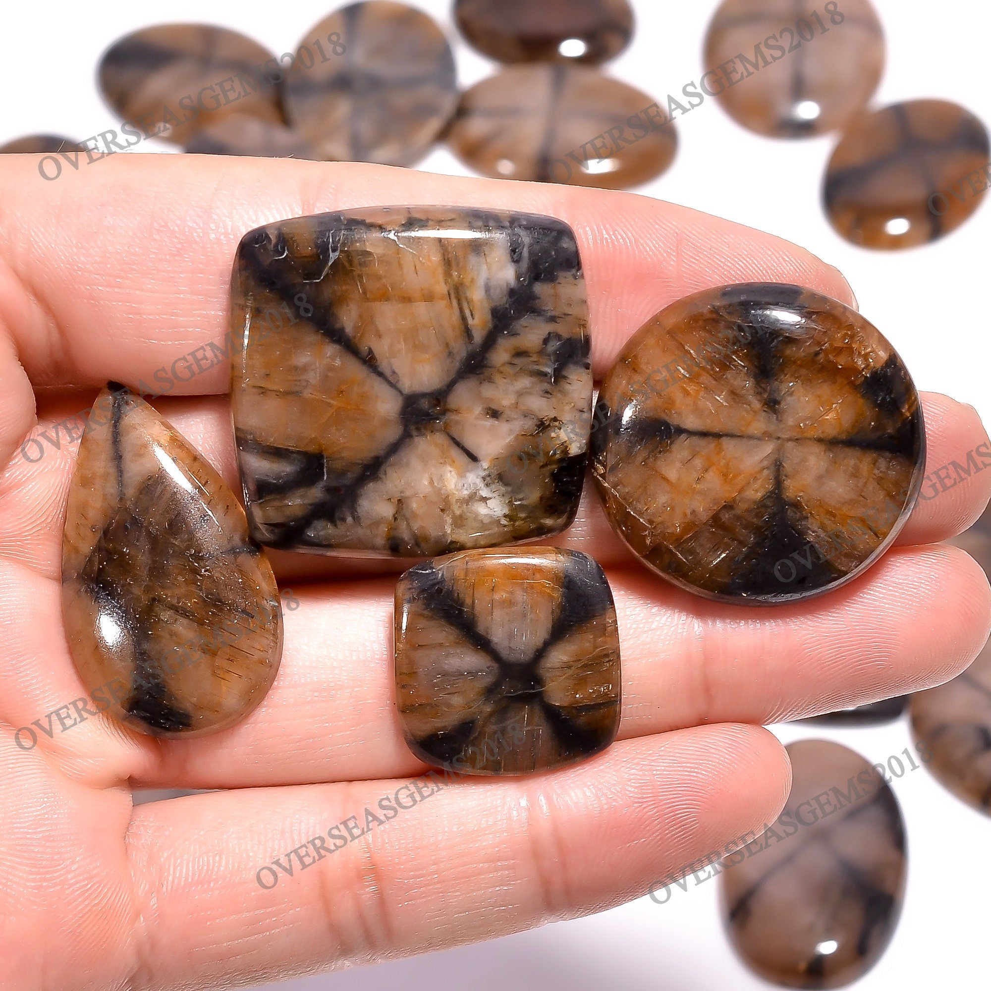 Natural Chiastolite Gemstone Cabochons, Mix Shape, DIY Jewelry Making - image 4