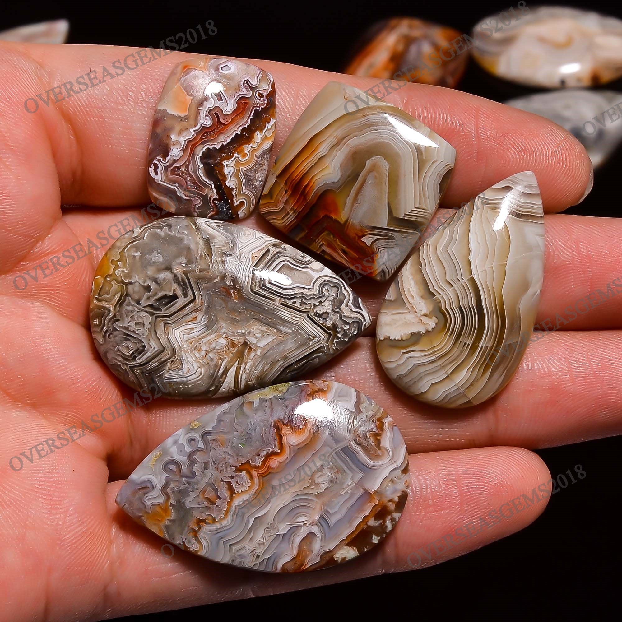 Natural Crazy Lace Agate Cabochons: Bulk Gemstone Crystals (20-35mm). - image 4