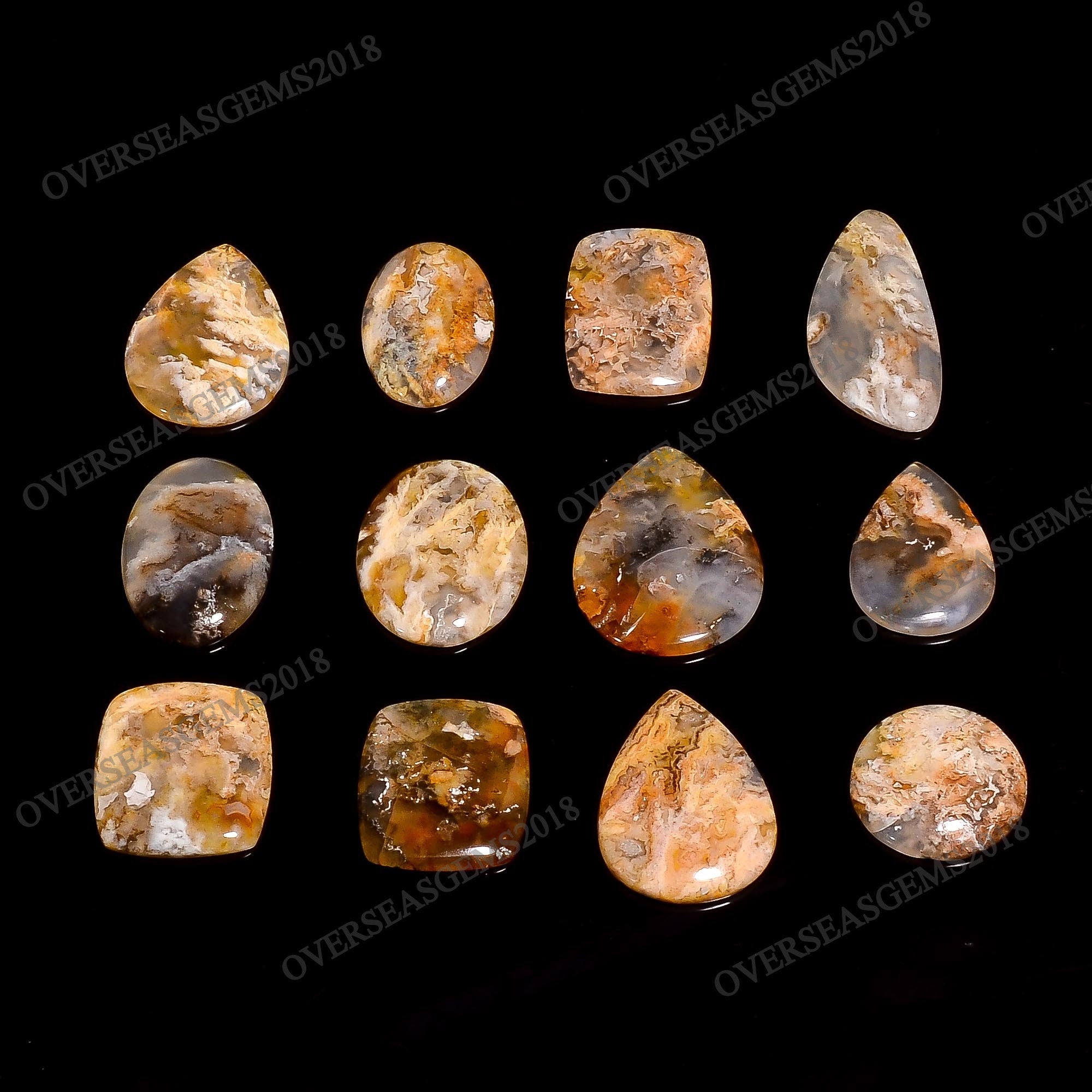 Natural Plume Agate Cabochons, Designer Gemstones, Jewelry Making Supplies - image 2
