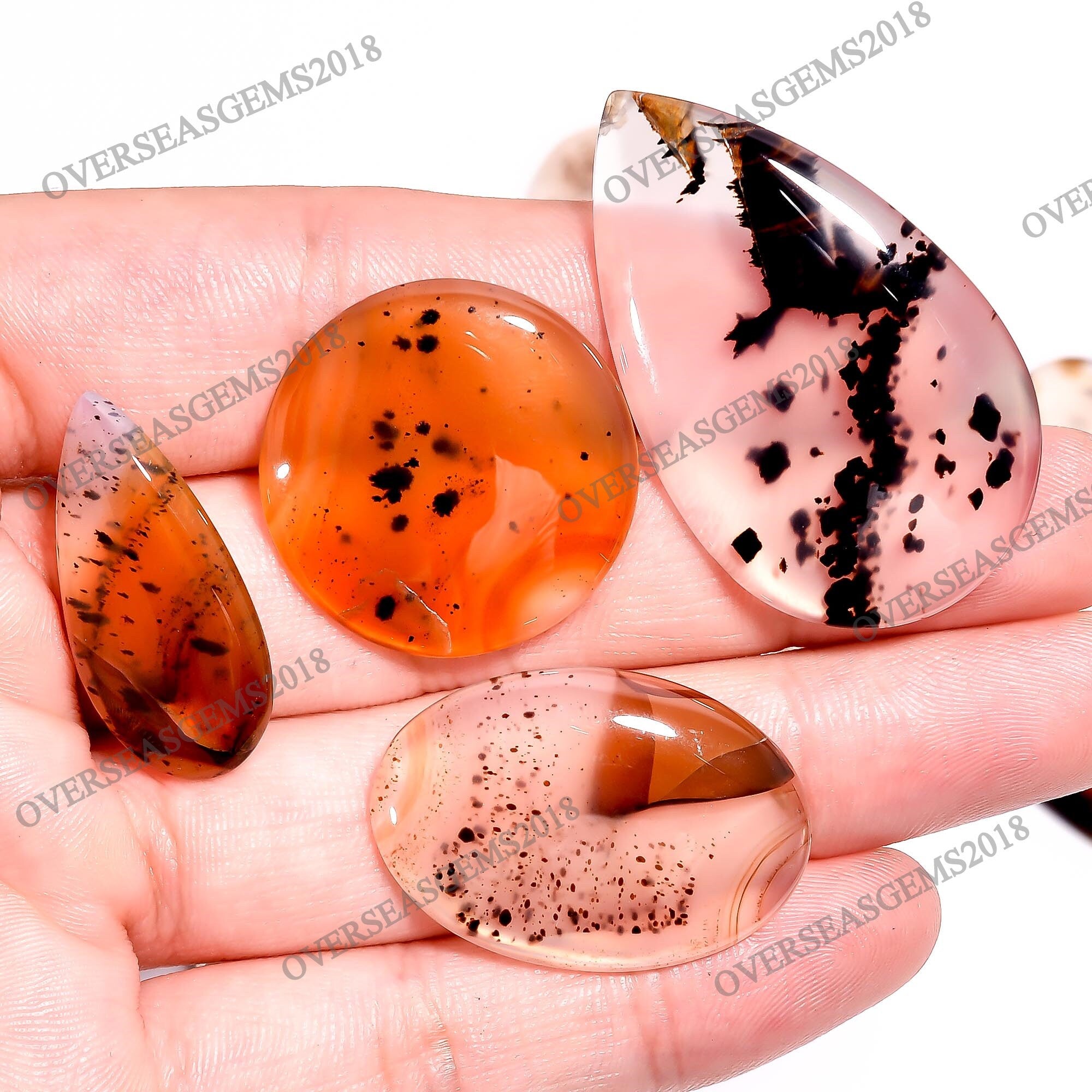 Montana Agate Cabochon Lot, Mixed Shape Gemstone Pendants (20-40mm) - image 4