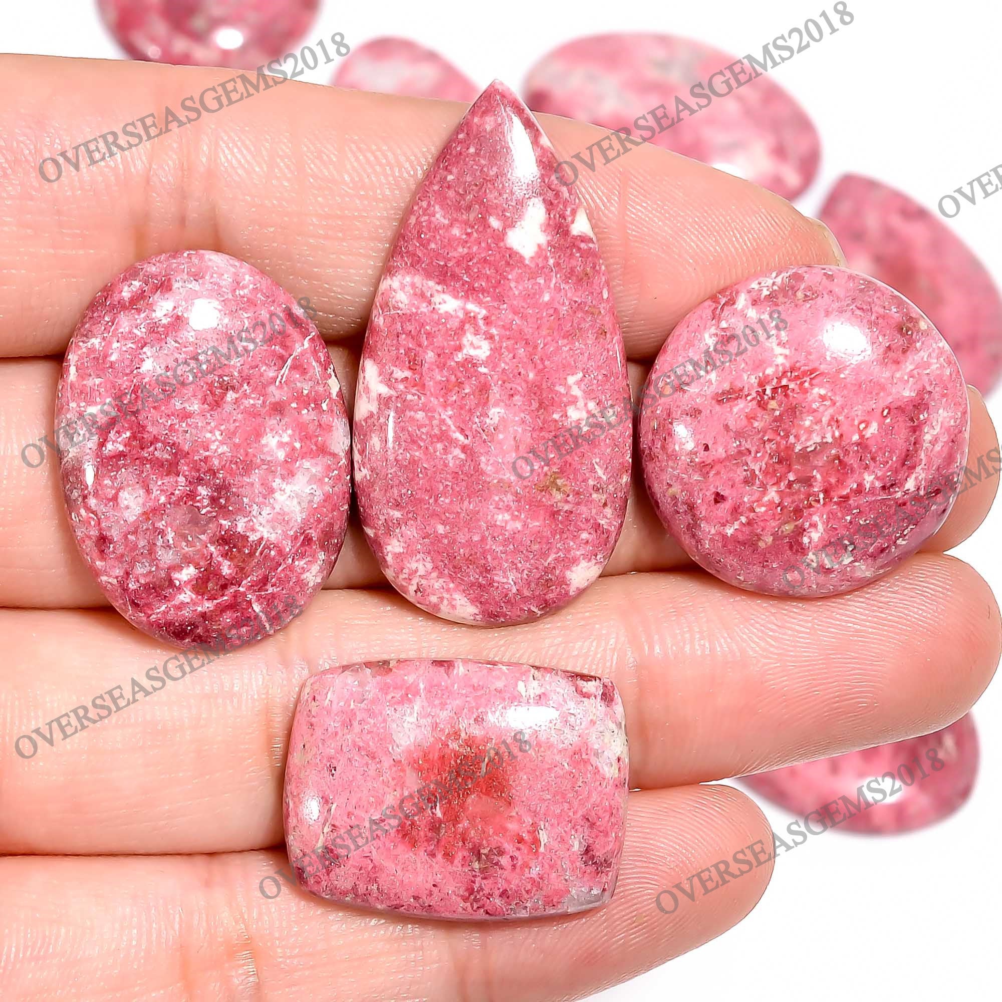 Natural Thulite Cabochon, Wholesale Gemstone Lot, Bulk Designer Crystal, Thulite Pendant. - image 5
