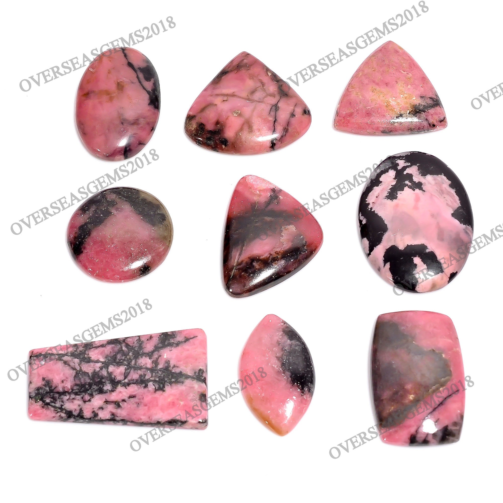 Natural Rhodonite Cabochons, Bulk Crystal Gemstones, Jewelry Making - image 2
