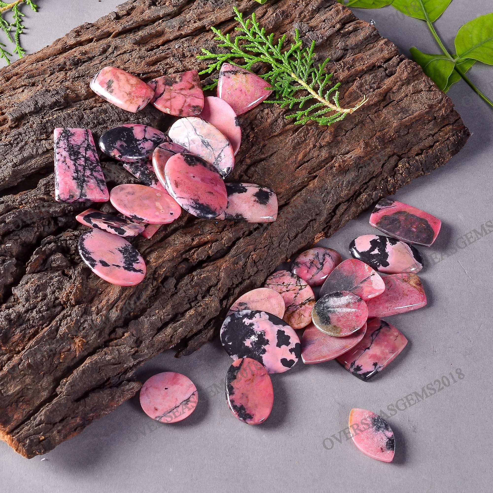 Natural Rhodonite Cabochons, Bulk Crystal Gemstones, Jewelry Making - image 5
