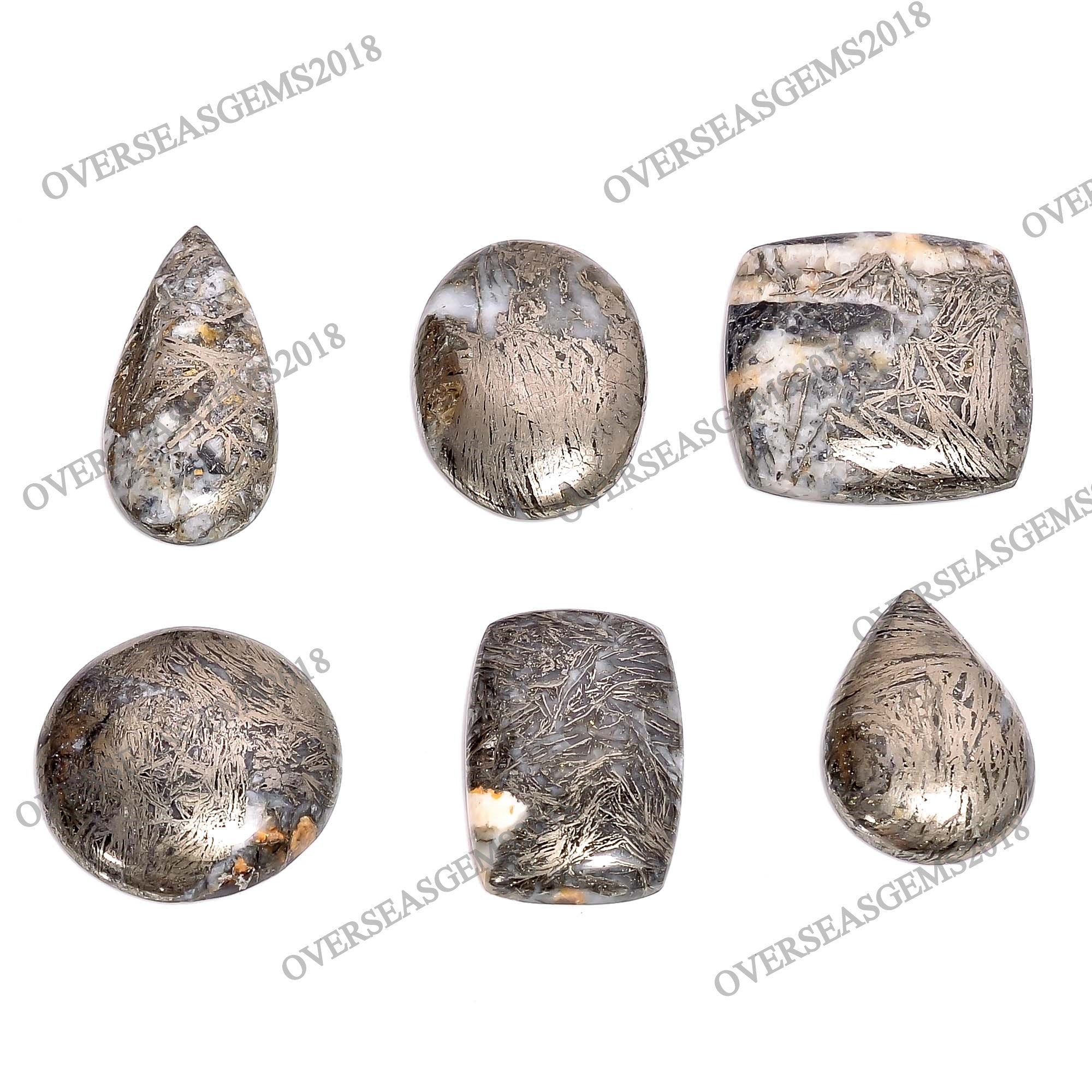 Feather Pyrite Cabochons, Bulk Gemstone Crystals, Jewelry Making. - image 3