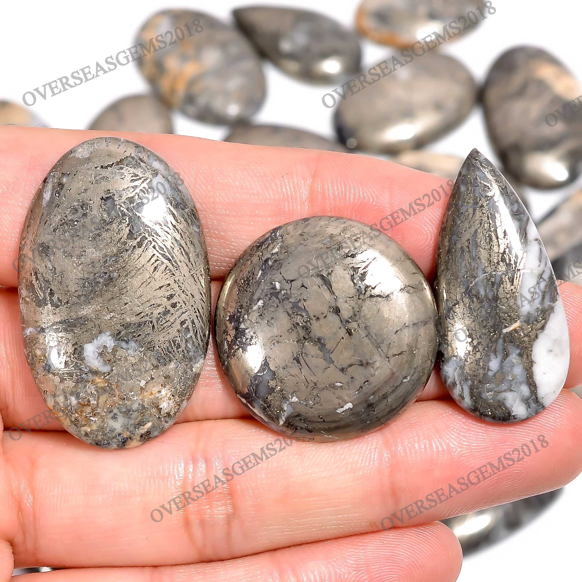 Feather Pyrite Cabochons, Bulk Gemstone Crystals, Jewelry Making. - image 4