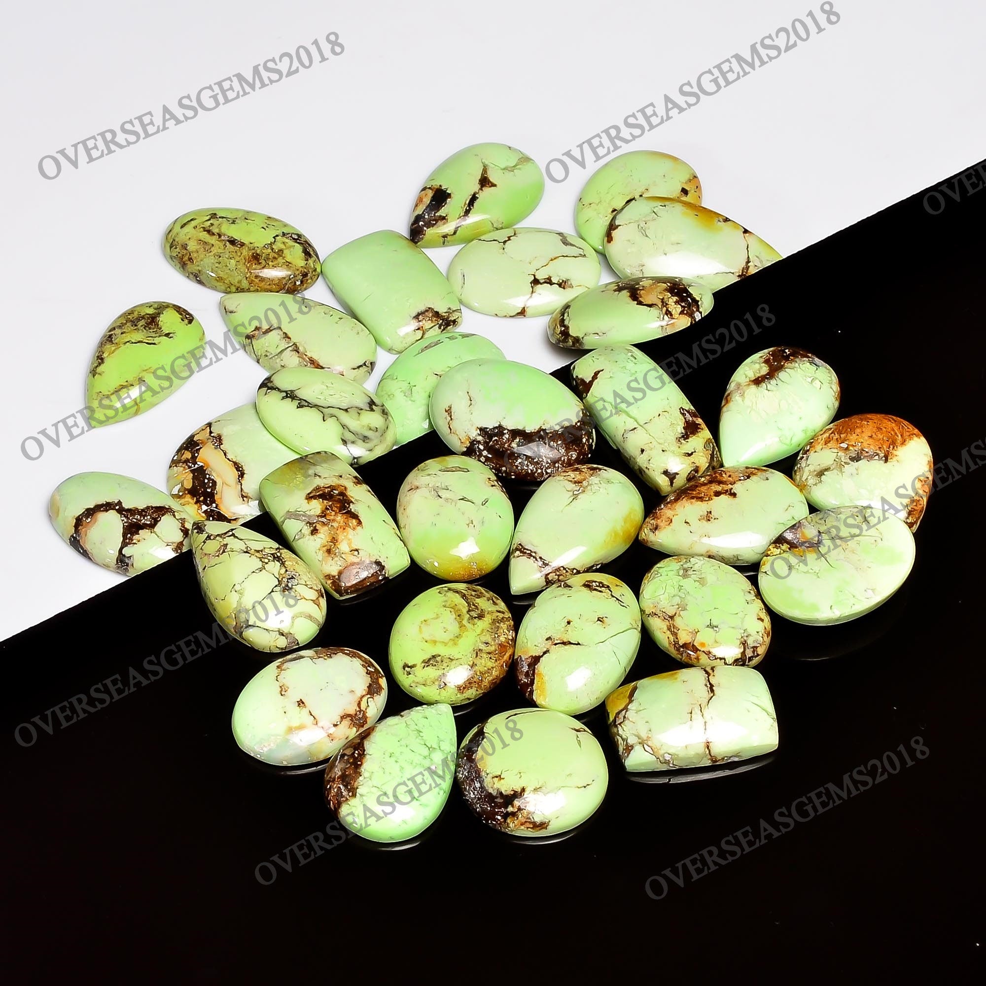 Lemon Chrysoprase Cabochons, Bulk Gemstone Crystals (20-35 mm)