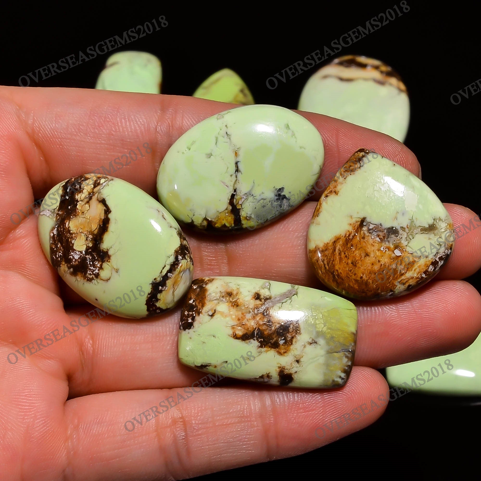 Lemon Chrysoprase Cabochons, Bulk Gemstone Crystals (20-35 mm) - image 4