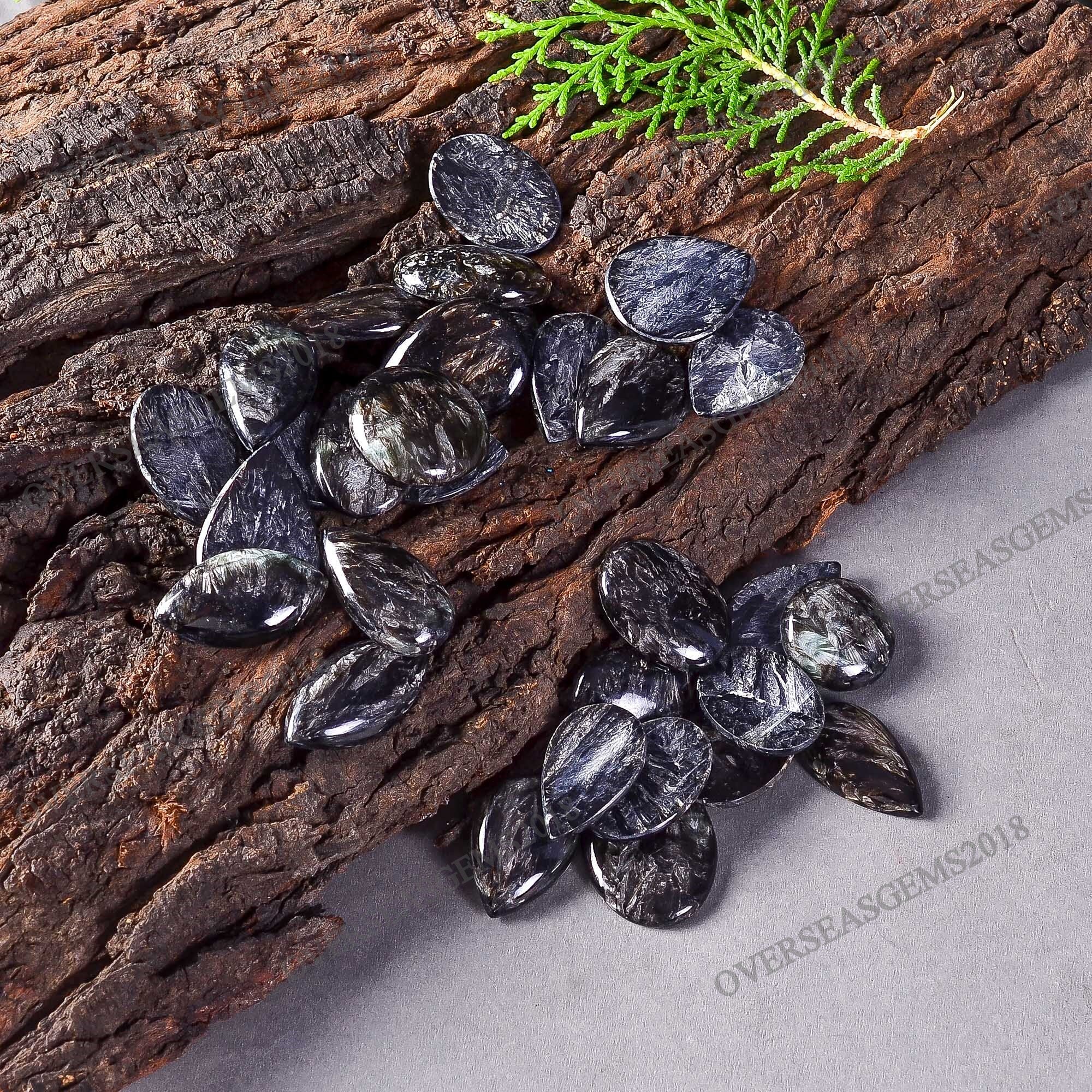Natural Golden Seraphinite Cabochon, Bulk Gemstone, Jewelry Making Supply. - image 5
