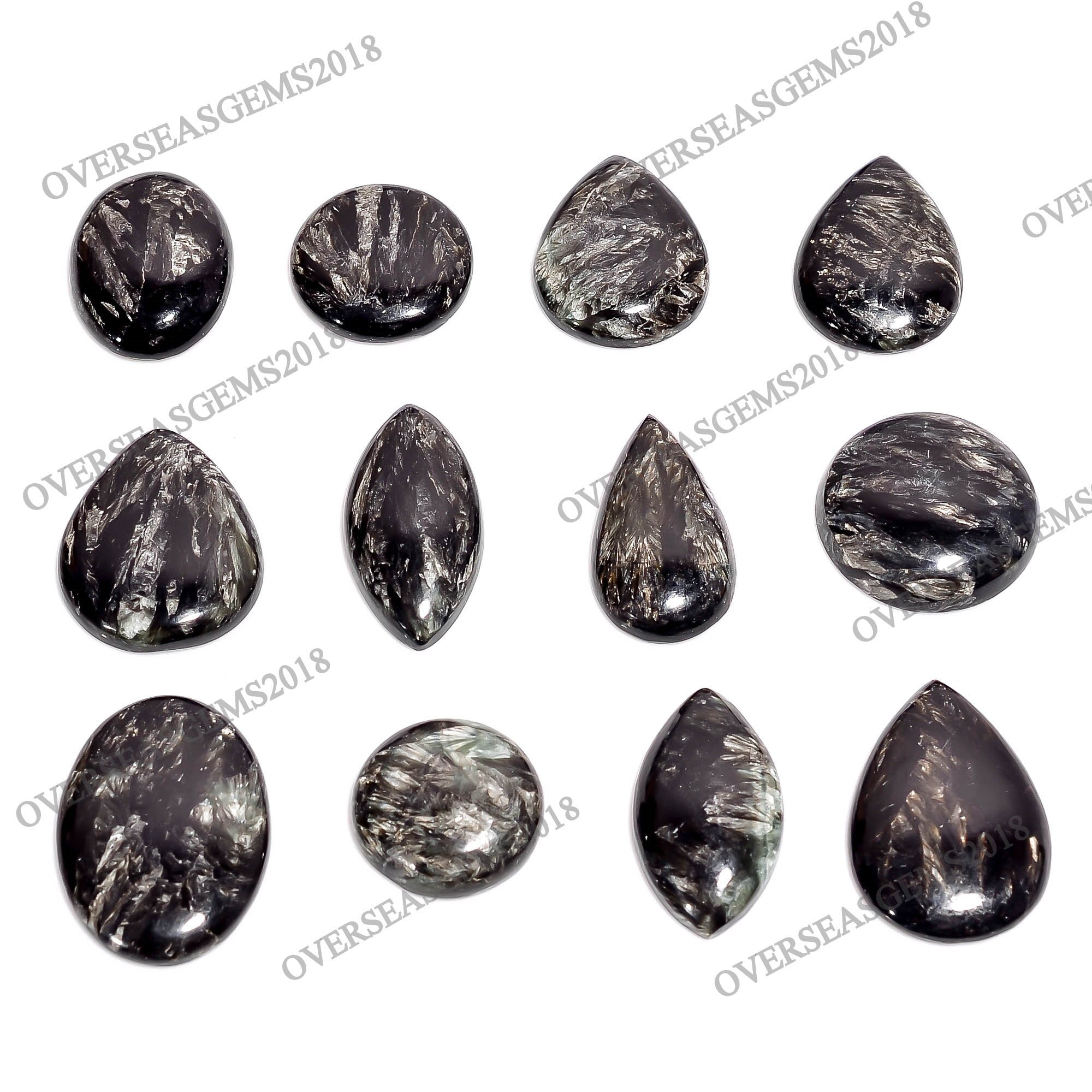 Natural Golden Seraphinite Cabochon, Bulk Gemstone, Jewelry Making Supply. - image 2