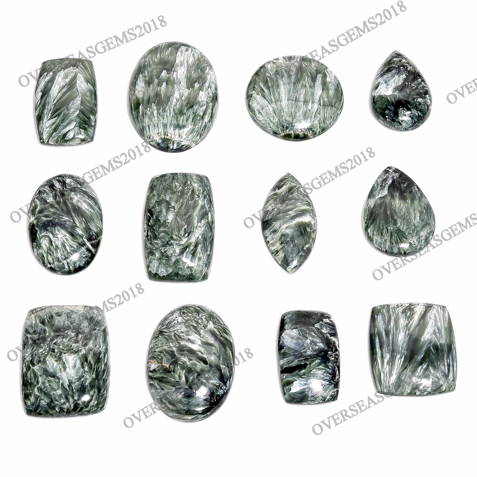 Natural Seraphinite Cabochon, Bulk Crystal Gemstone, DIY Jewelry Making - image 2
