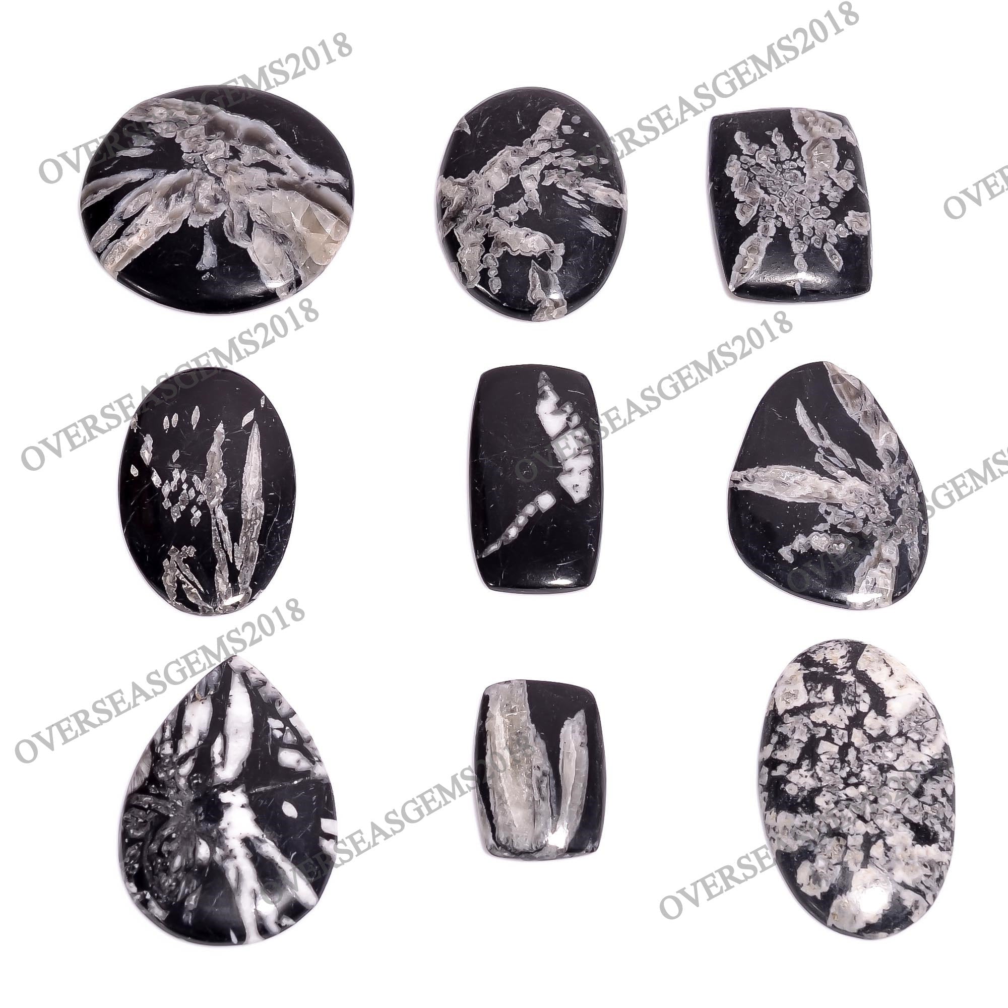 Chrysanthemum Cabochon, Black White Gemstone, Pendant Necklace Jewelry Supply - image 2