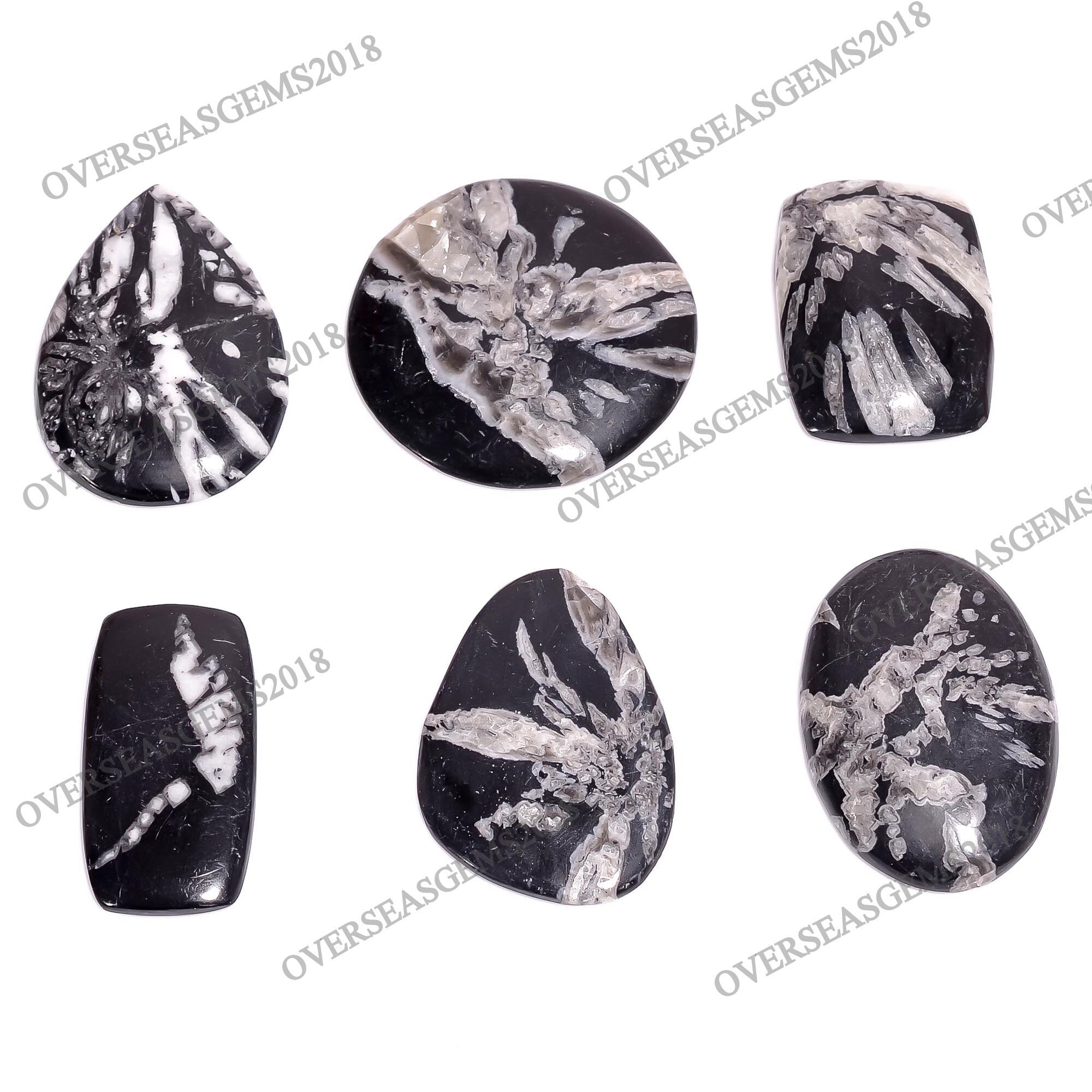Chrysanthemum Cabochon, Black White Gemstone, Pendant Necklace Jewelry Supply - image 3