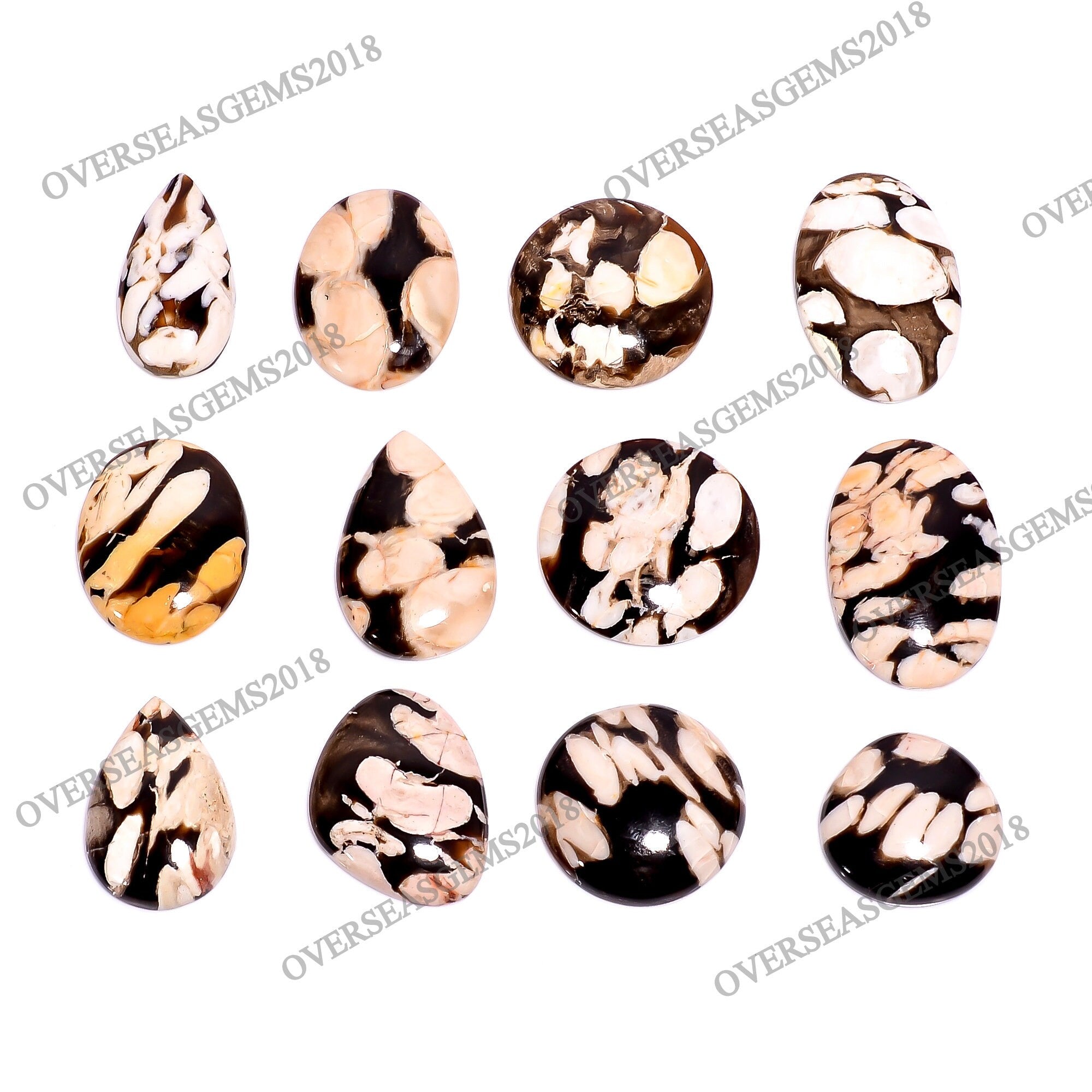 Natural Peanut Wood Cabochon Lot, Mix Shape, Wholesale Gemstone - image 2