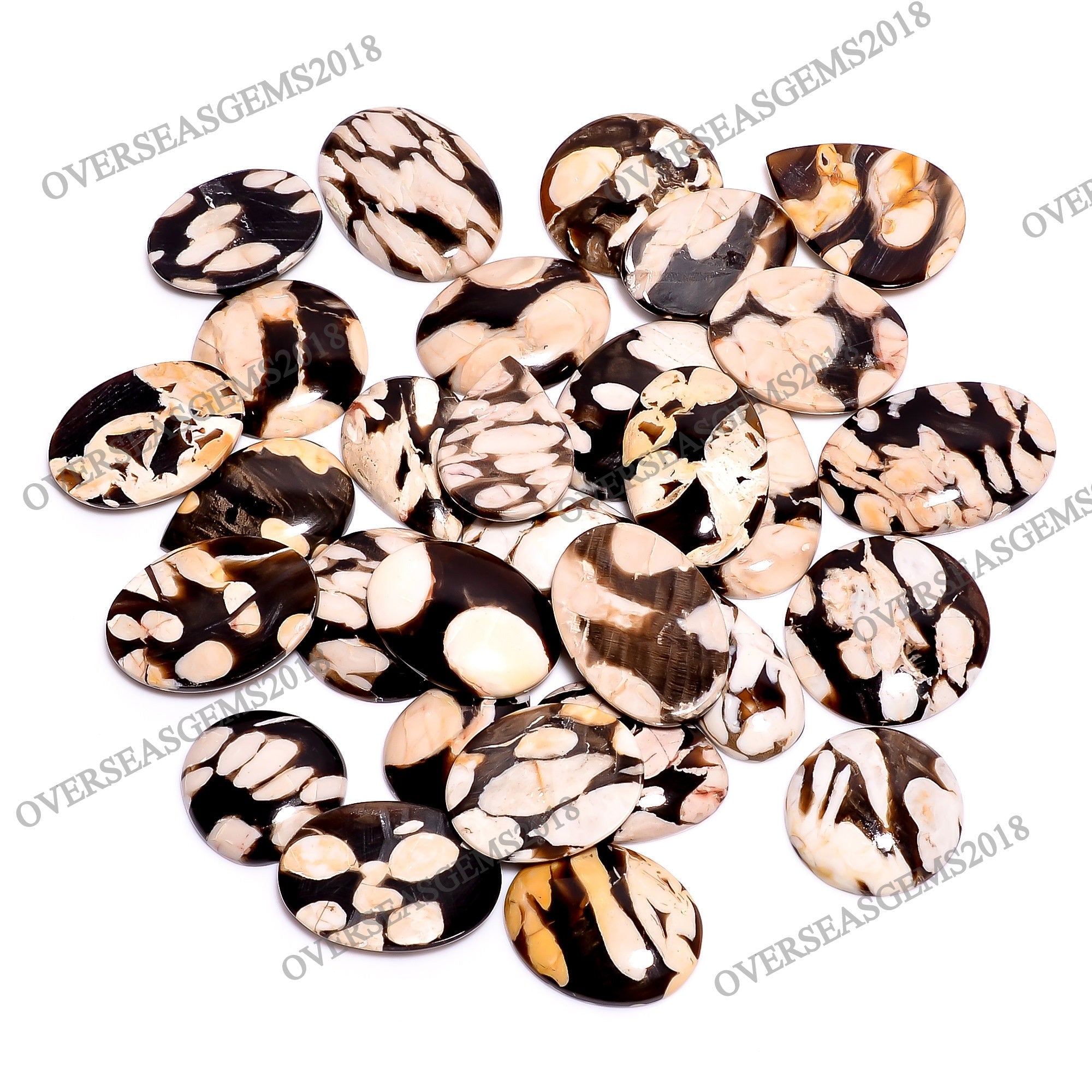 Natural Peanut Wood Cabochon Lot, Mix Shape, Wholesale Gemstone - image 3