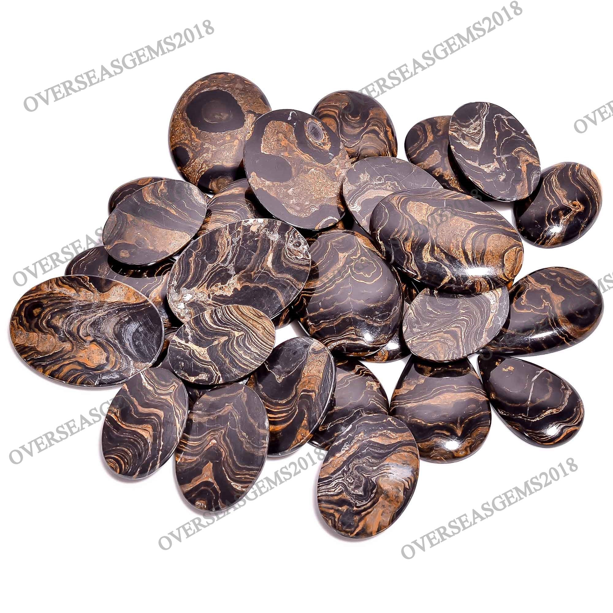 Natural Stromatolite Gemstone: Bulk Brown Healing Crystal Pendant (20-40 mm)
