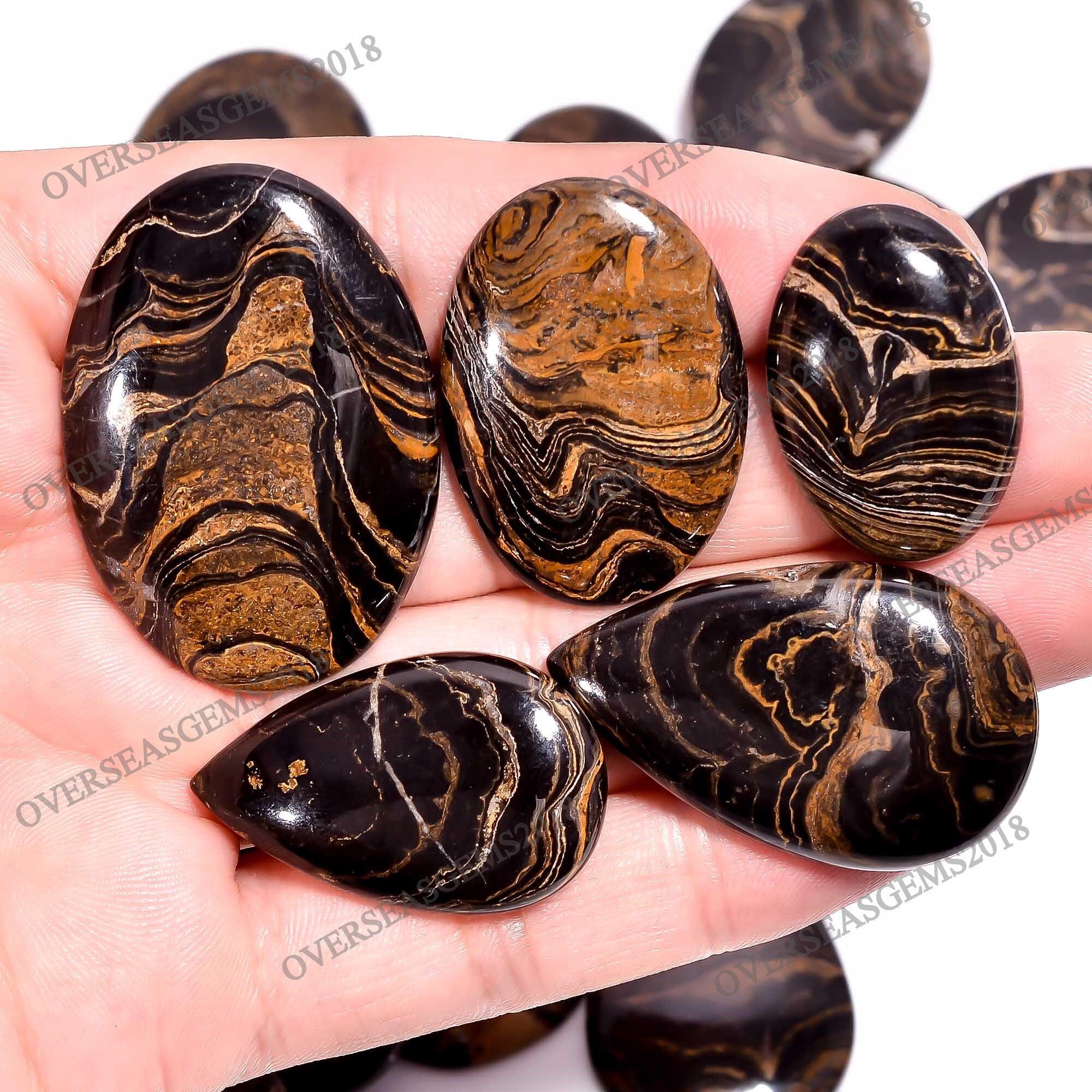 Natural Stromatolite Gemstone: Bulk Brown Healing Crystal Pendant (20-40 mm) - image 4