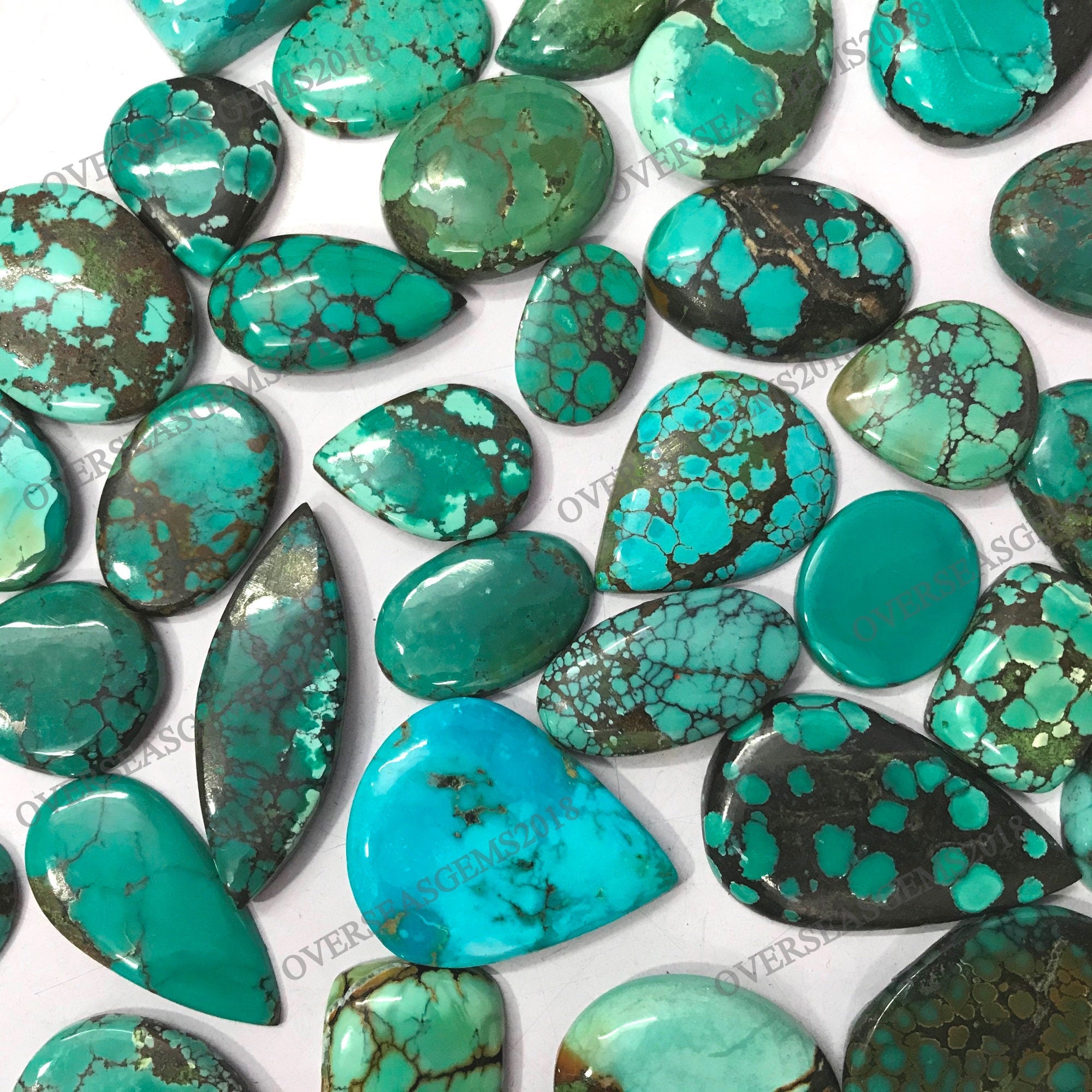 AAA Tibetan Turquoise Cabochon Lot, Loose Gemstone Jewelry Making - image 4
