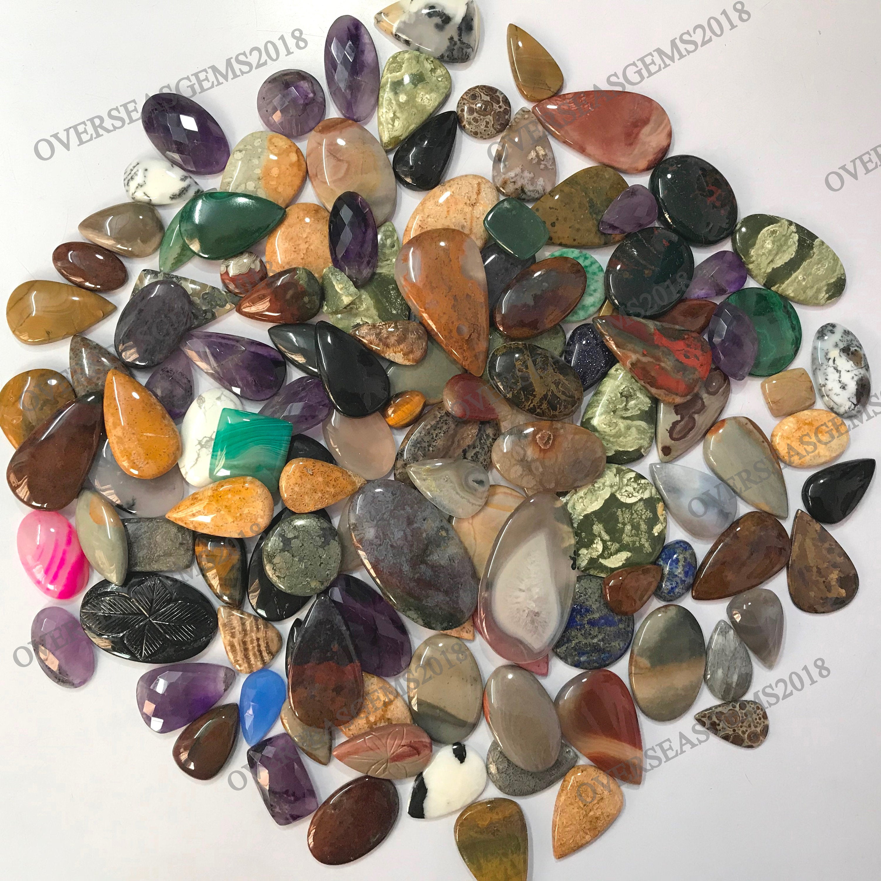 Natural Mix Gemstone Cabochon Wholesale Lot, AAA Quality