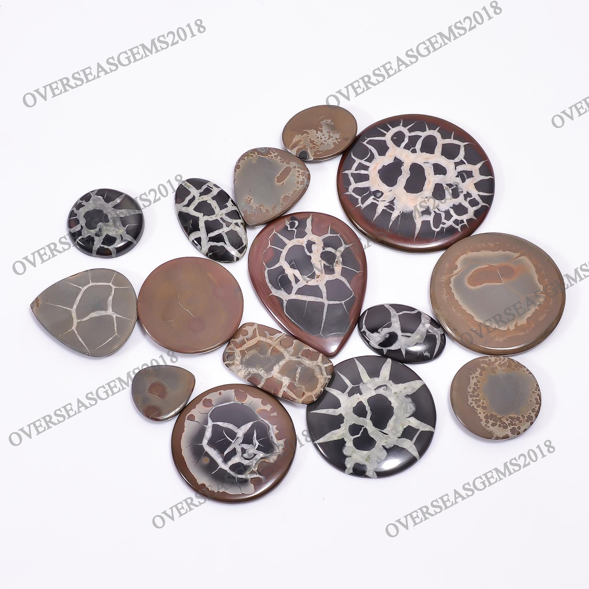 Mud Crack Fossil Cabochon Lot, Natural Gemstone Jewelry Making Supply - image 3